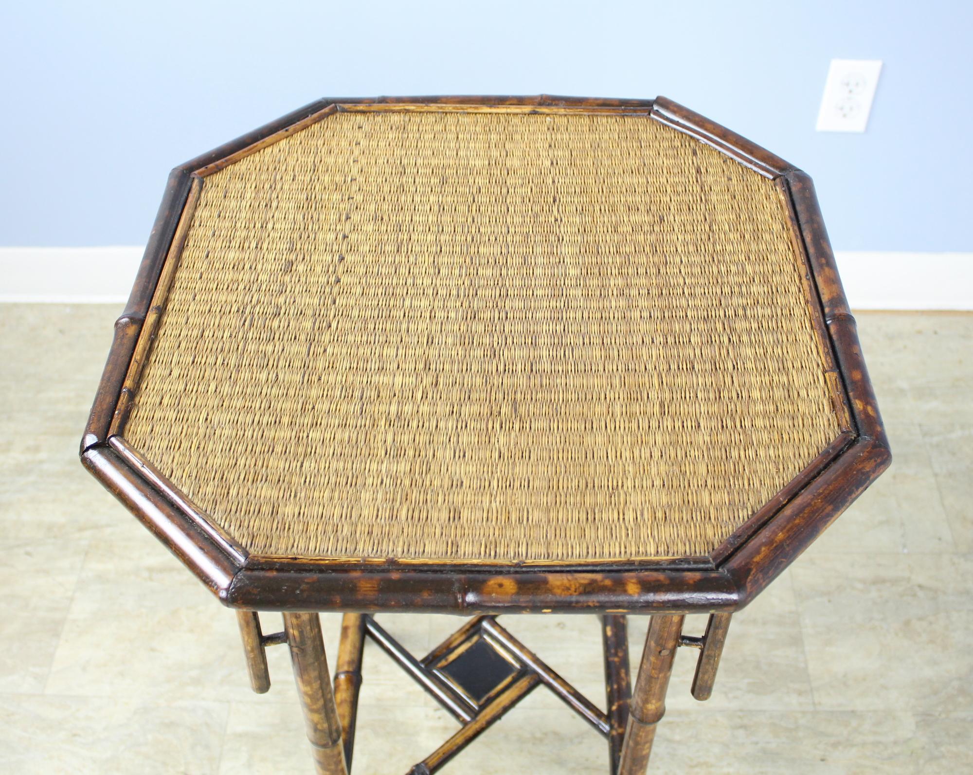 19th Century Antique Octagonal Bamboo Side Table with Side Detail