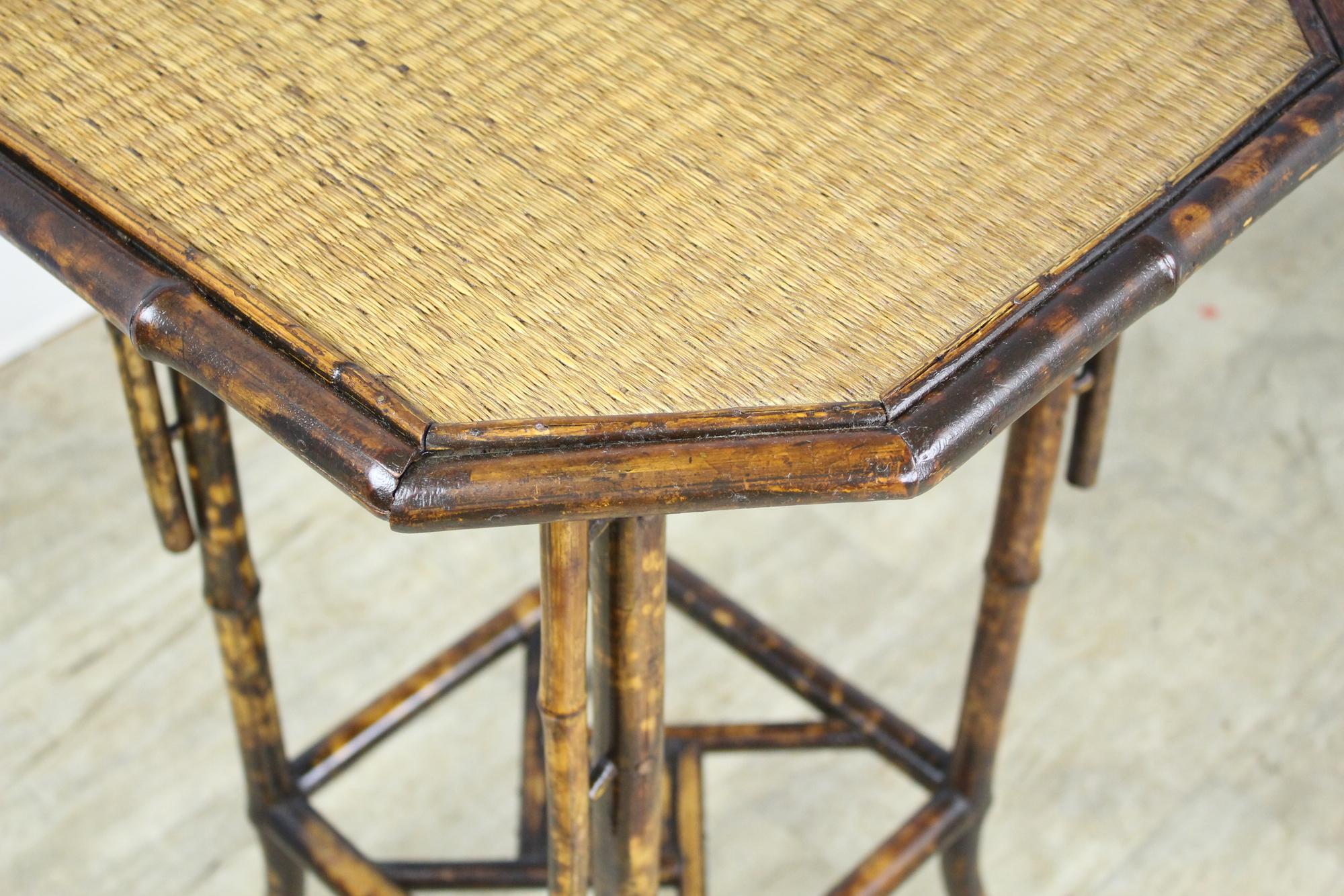 Antique Octagonal Bamboo Side Table with Side Detail 1