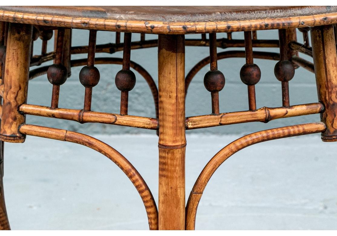Victorien Antique Octagonal Bamboo Table With Wood Top en vente