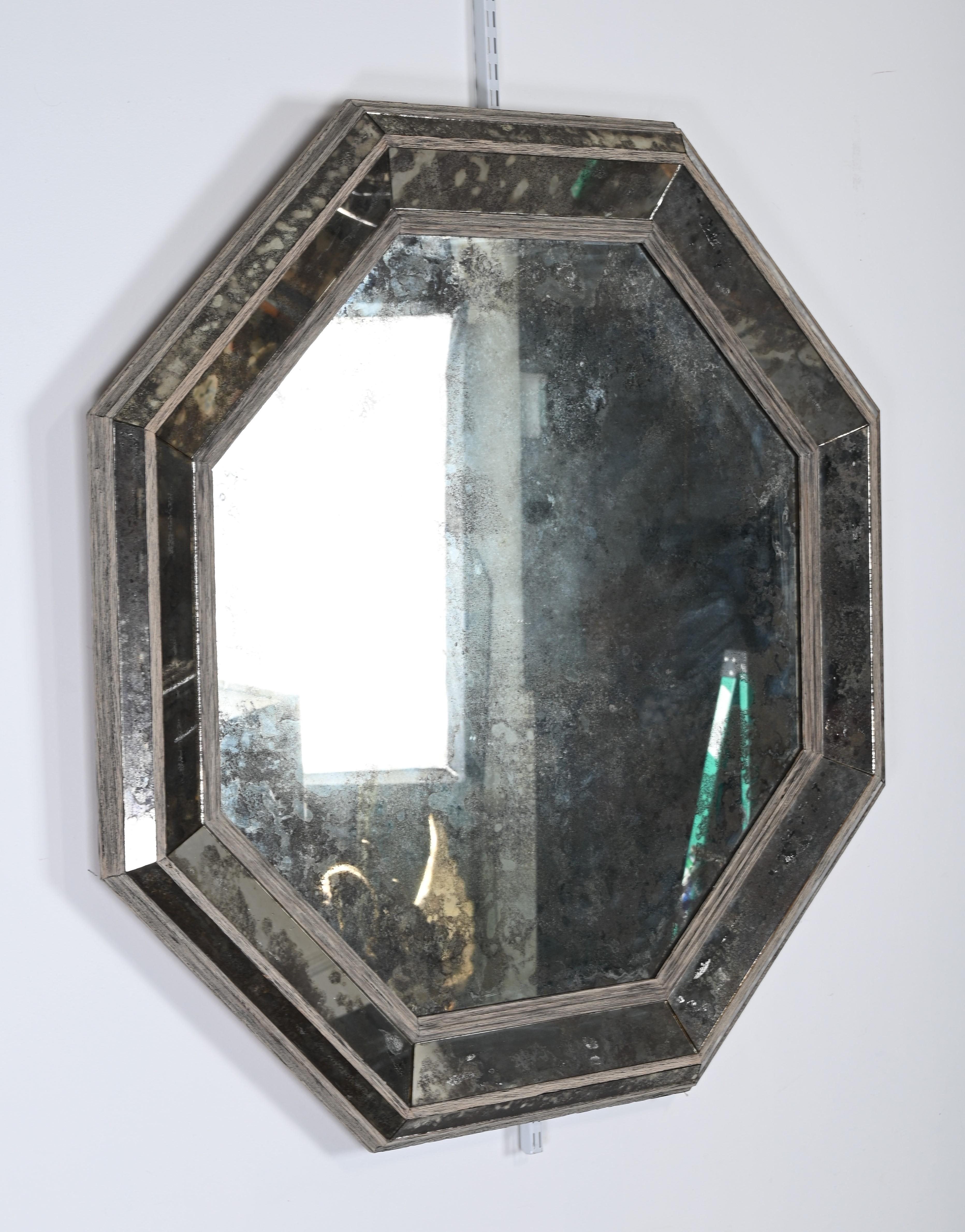 Glass Antique Octagonal Mirror by Niermann Weeks, 20th Century