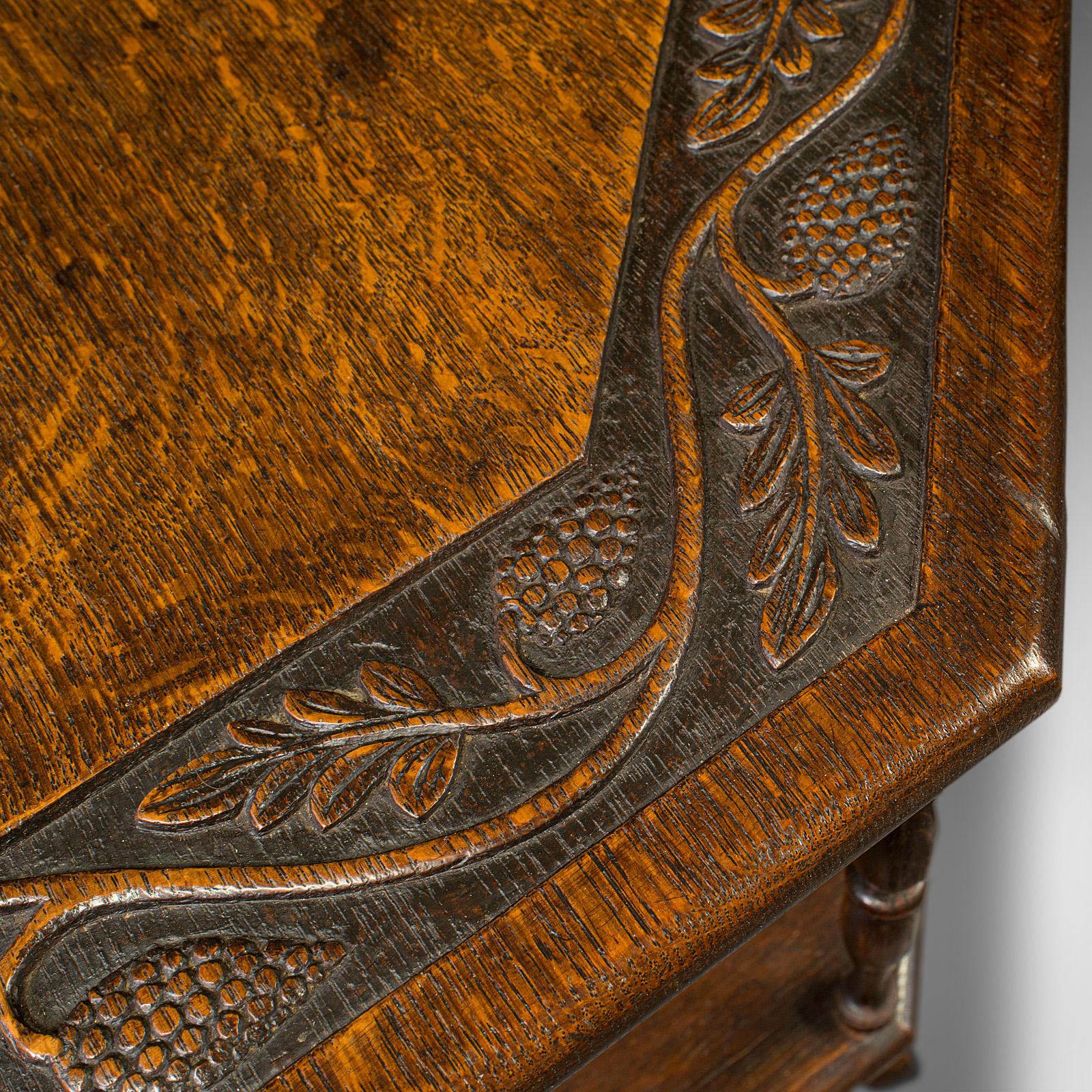 Antique Octagonal Occasional Table, Oak, Book Shelf, Arts & Crafts, Victorian For Sale 2