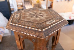 Antique Octagonal Side Table, Marquetry Design, Moorish Style, 1950