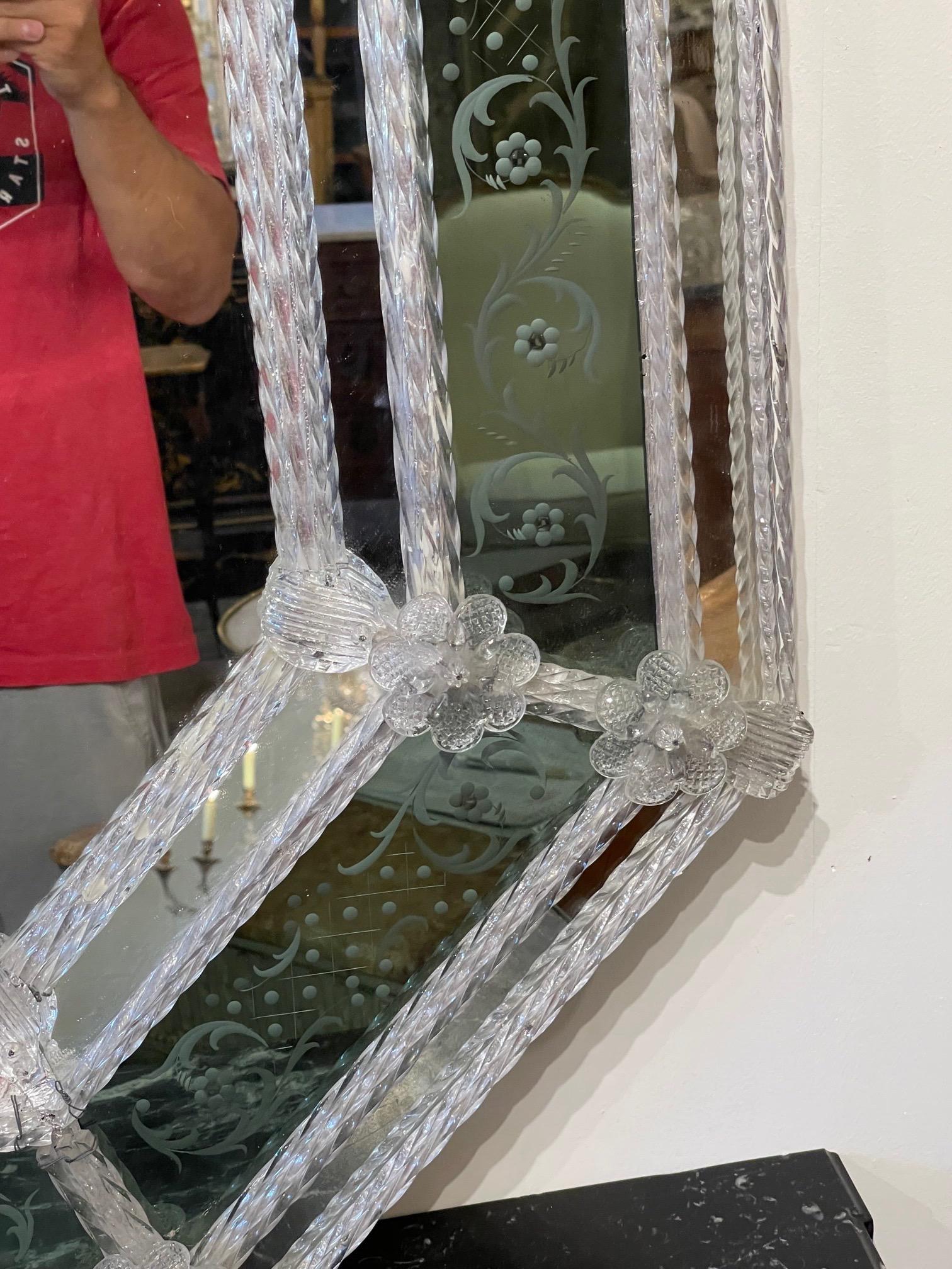 Etched Antique Octagonal Venetian Mirror