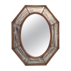 Antique Octagonal Wooden Mirror