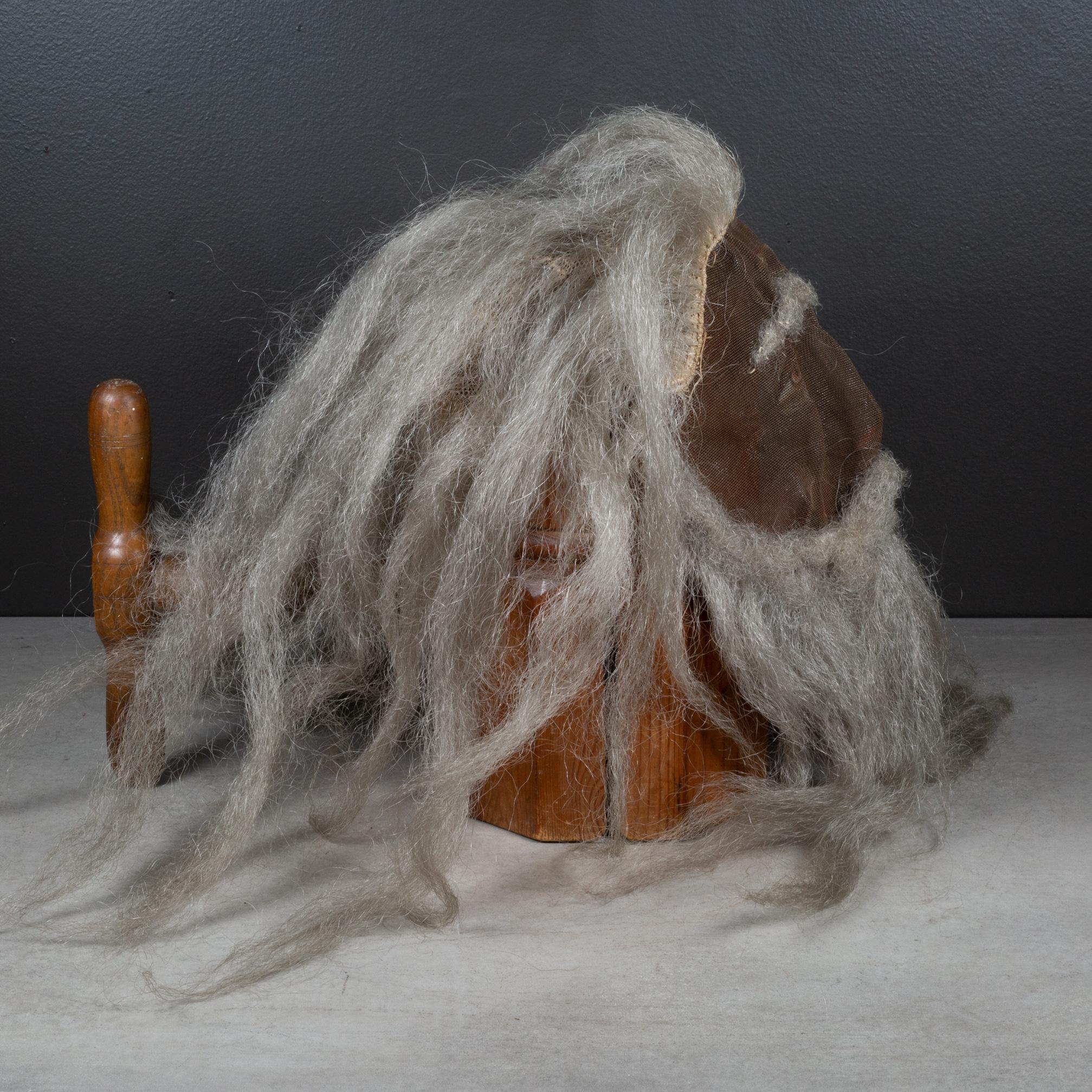 Industrial Antique Odd Fellows Ceremonial Mask with Hair and Beard c.1900  (FREE SHIPPING) For Sale