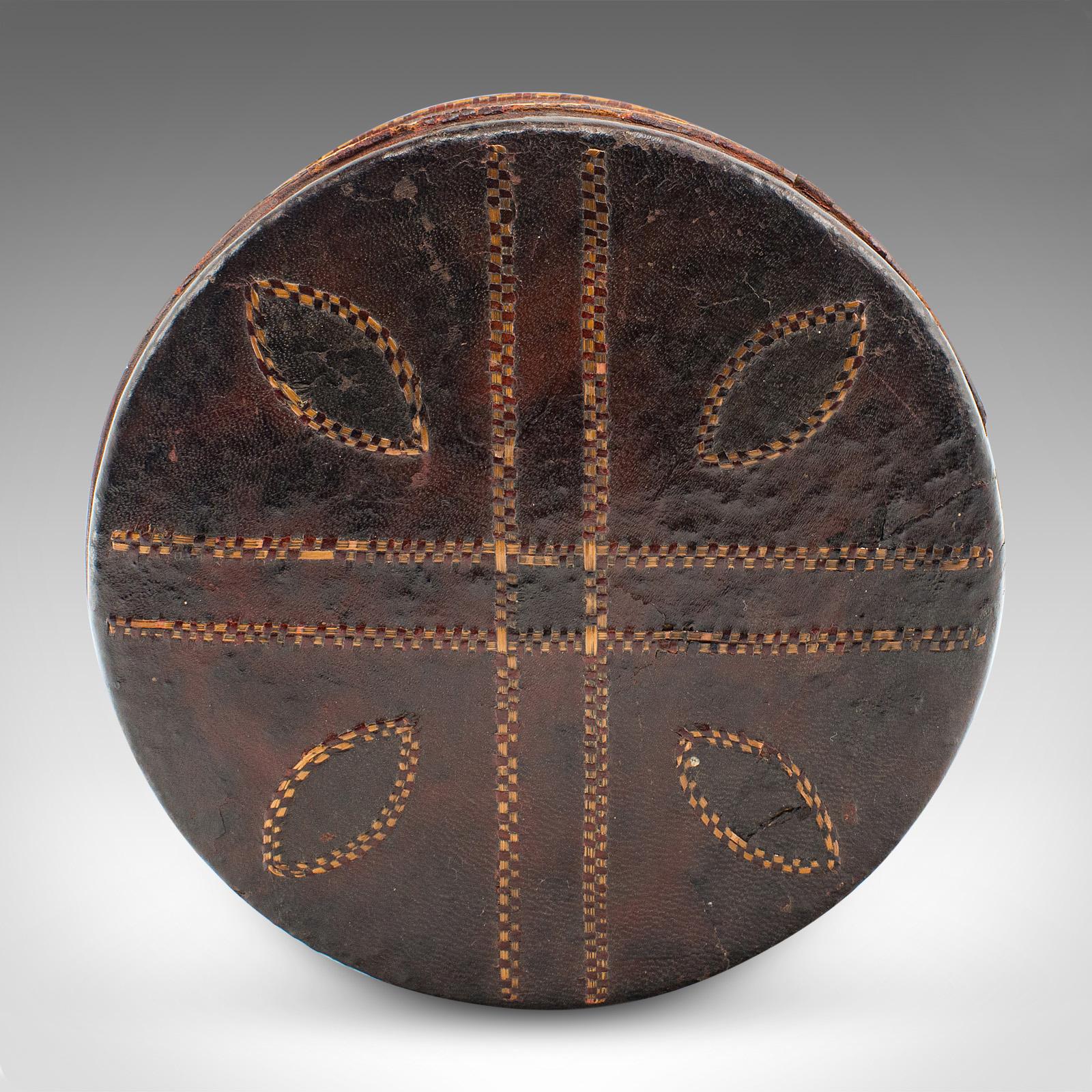 Antiguo Bote de Almacenaje de Oficina, Inglés, Cuero, Lata de Papelería de Escritorio, Eduardiano en Bueno estado para la venta en Hele, Devon, GB