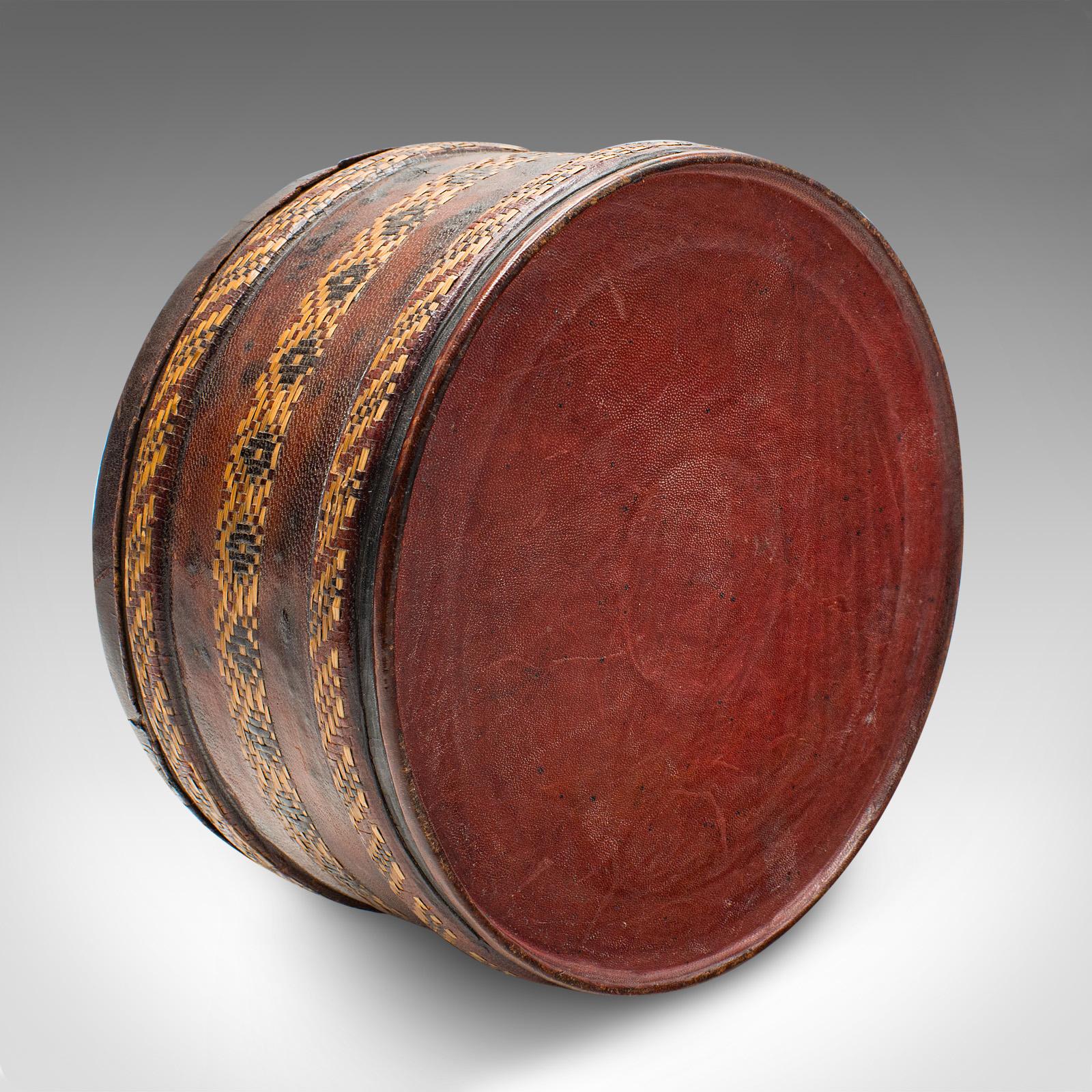 Antiguo Bote de Almacenaje de Oficina, Inglés, Cuero, Lata de Papelería de Escritorio, Eduardiano en venta 1