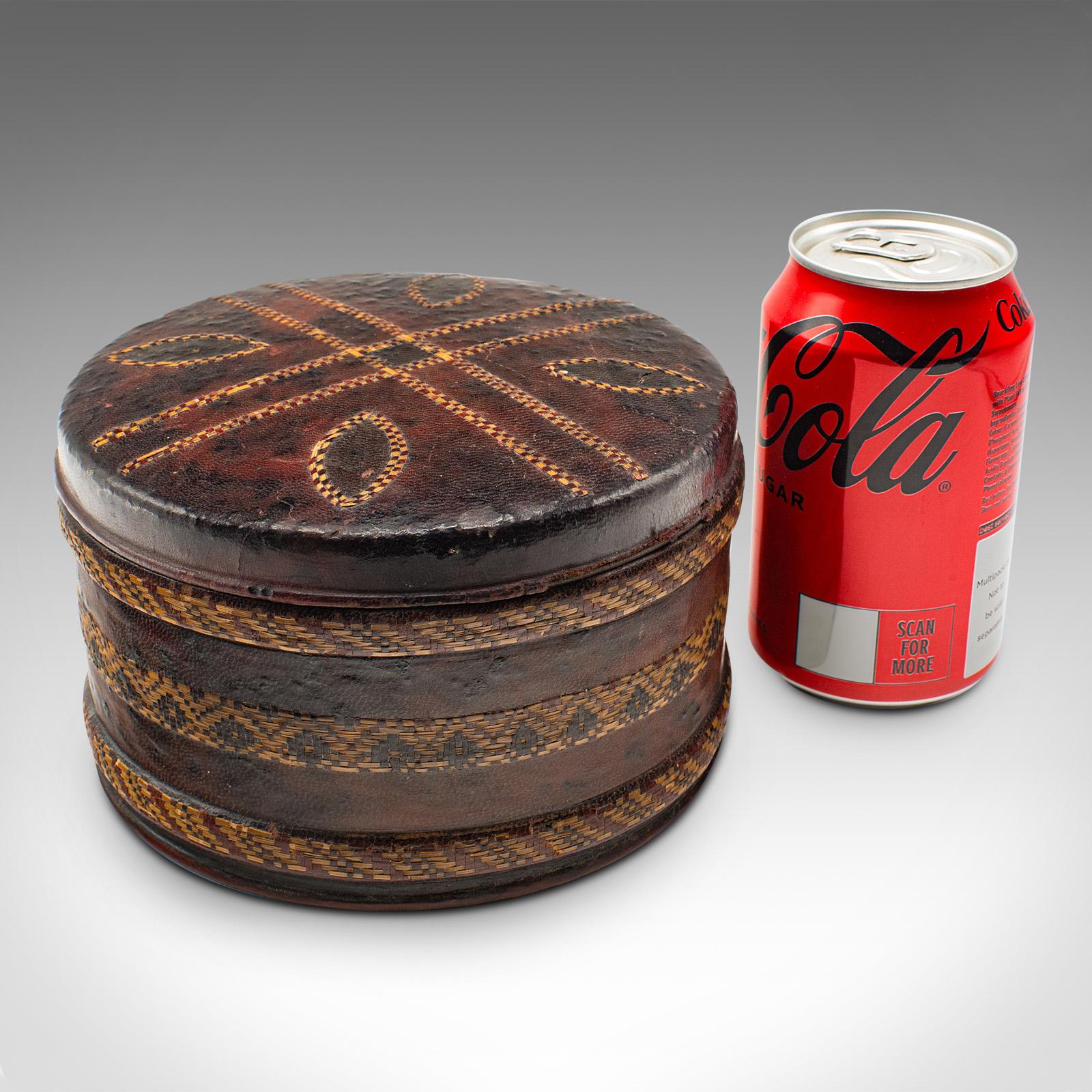 Antiguo Bote de Almacenaje de Oficina, Inglés, Cuero, Lata de Papelería de Escritorio, Eduardiano en venta 3
