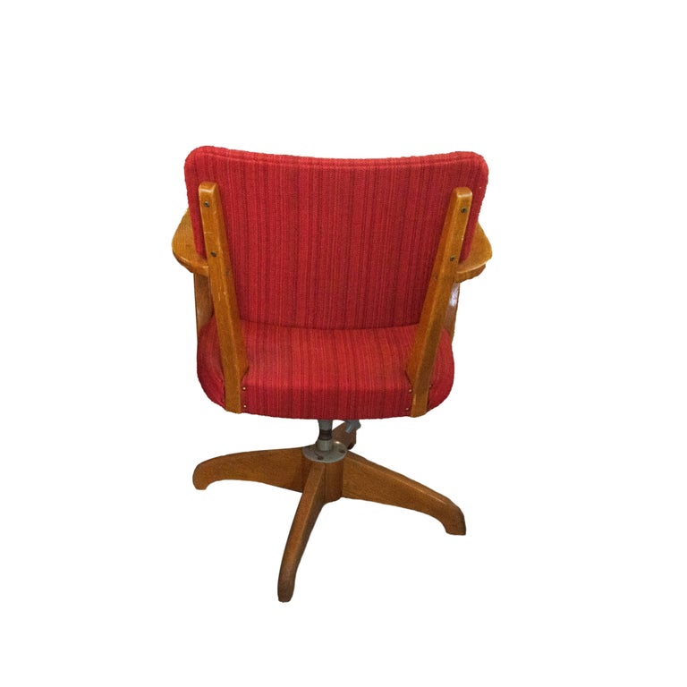 Antique Office Swivel Chair from Sweden 1920s in Oak and Cast Iron For Sale at 1stDibs