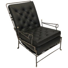 Antique Officer Daybed Armchair, France