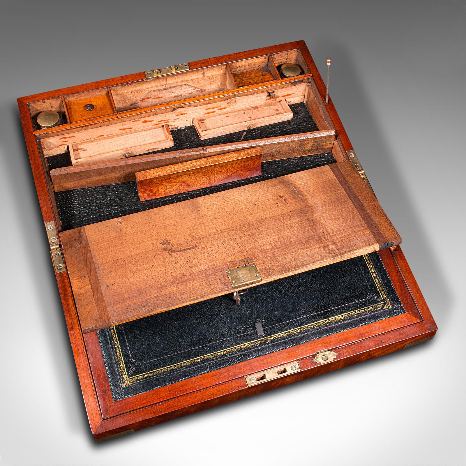 19th Century Antique Officer's Campaign Correspondence Box, English, Writing Case, Regency For Sale