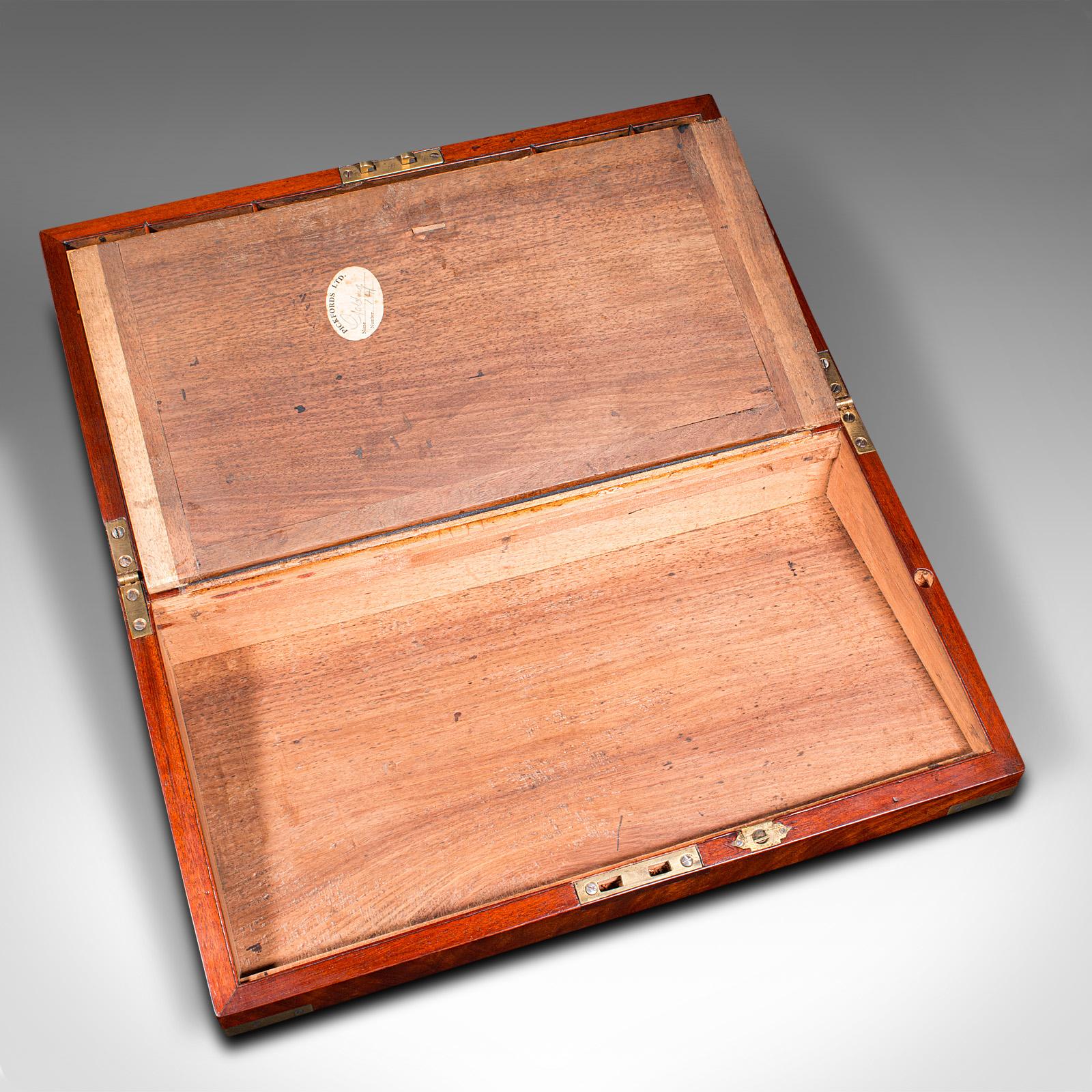 Leather Antique Officer's Campaign Correspondence Box, English, Writing Case, Regency For Sale