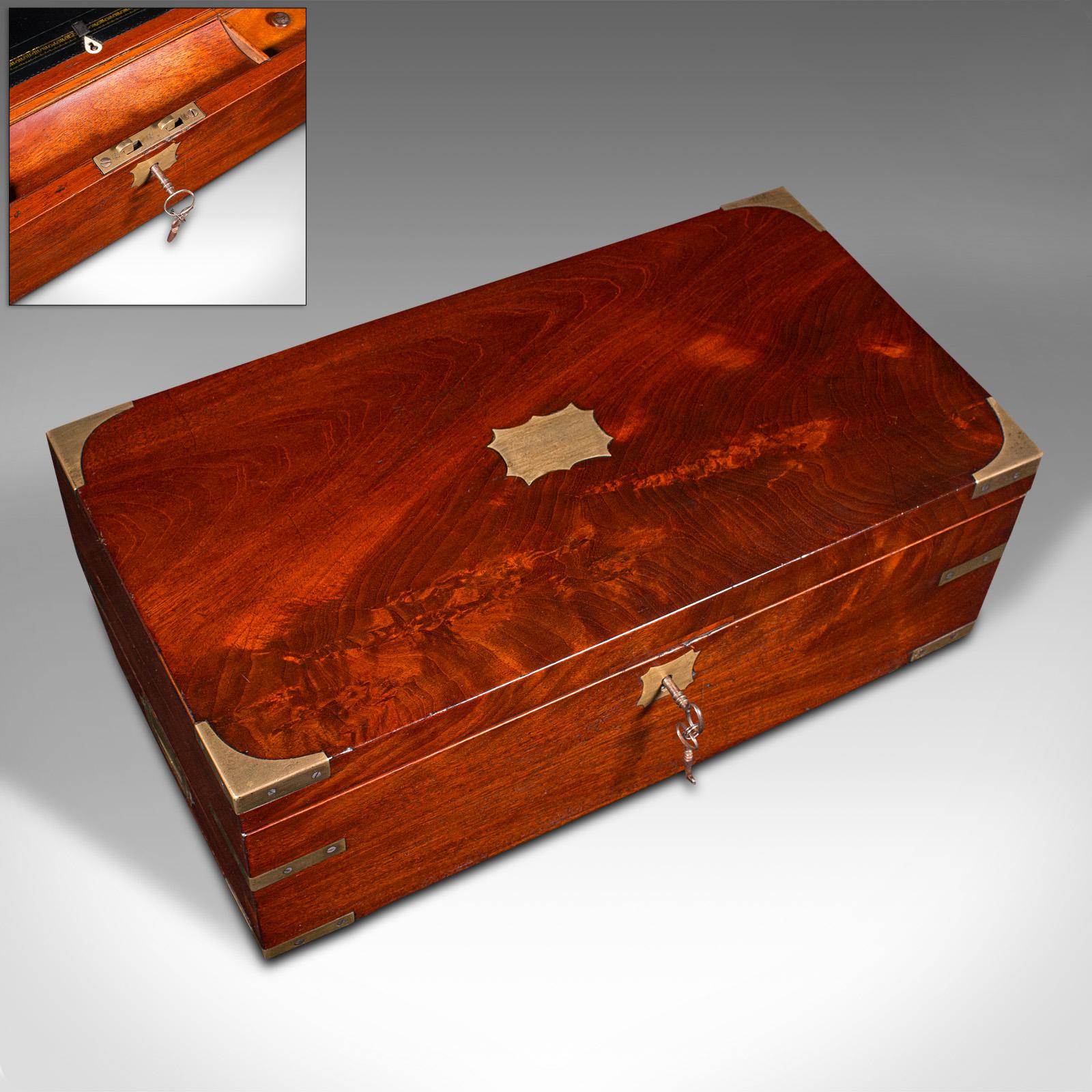 Antike Officer's Campaign Correspondence Box, englisch, Schreibetui, Regency im Angebot 1