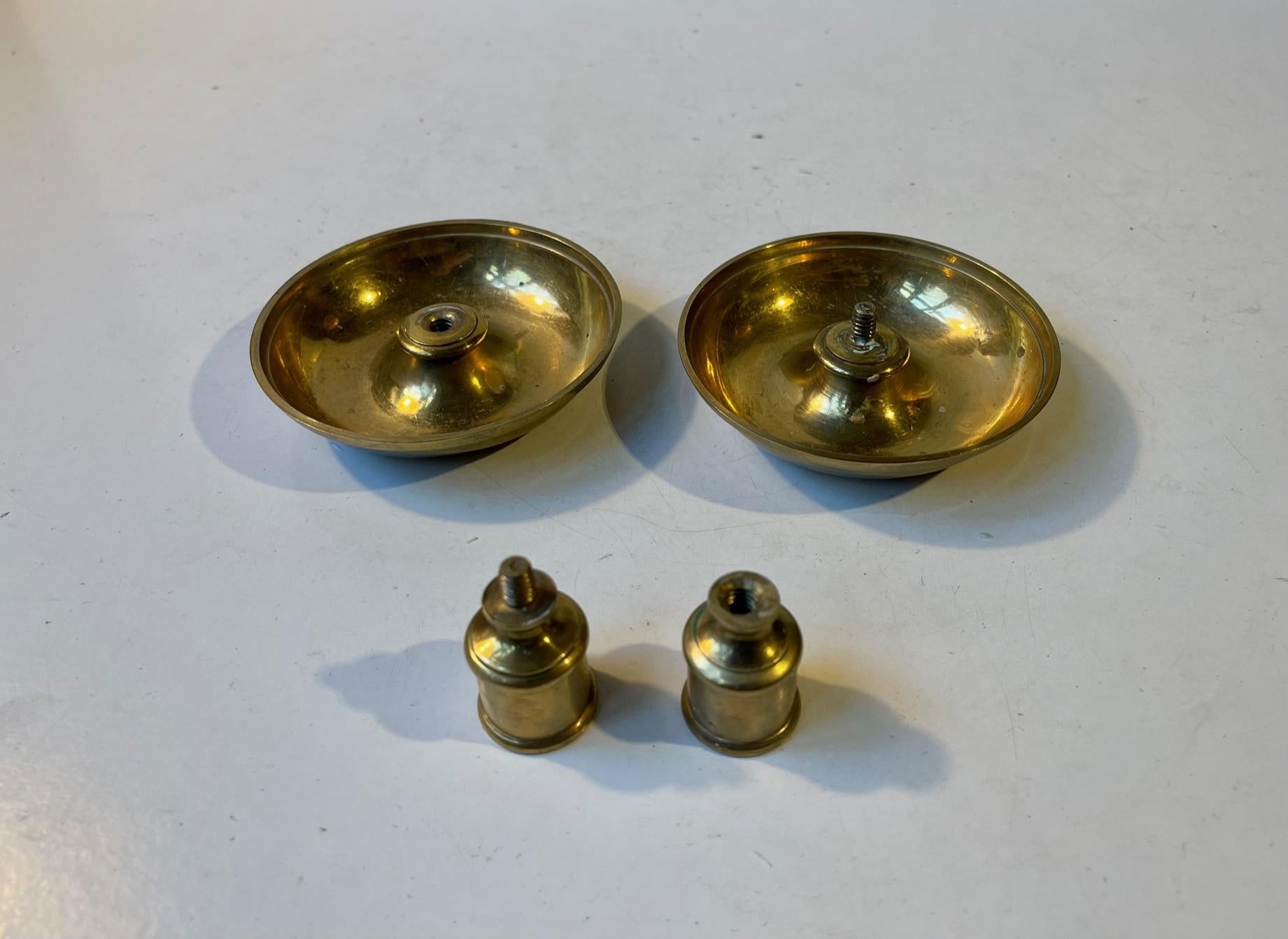 European Antique Officer's Campaign, Travel Candleholders in Brass, circa 1800 For Sale