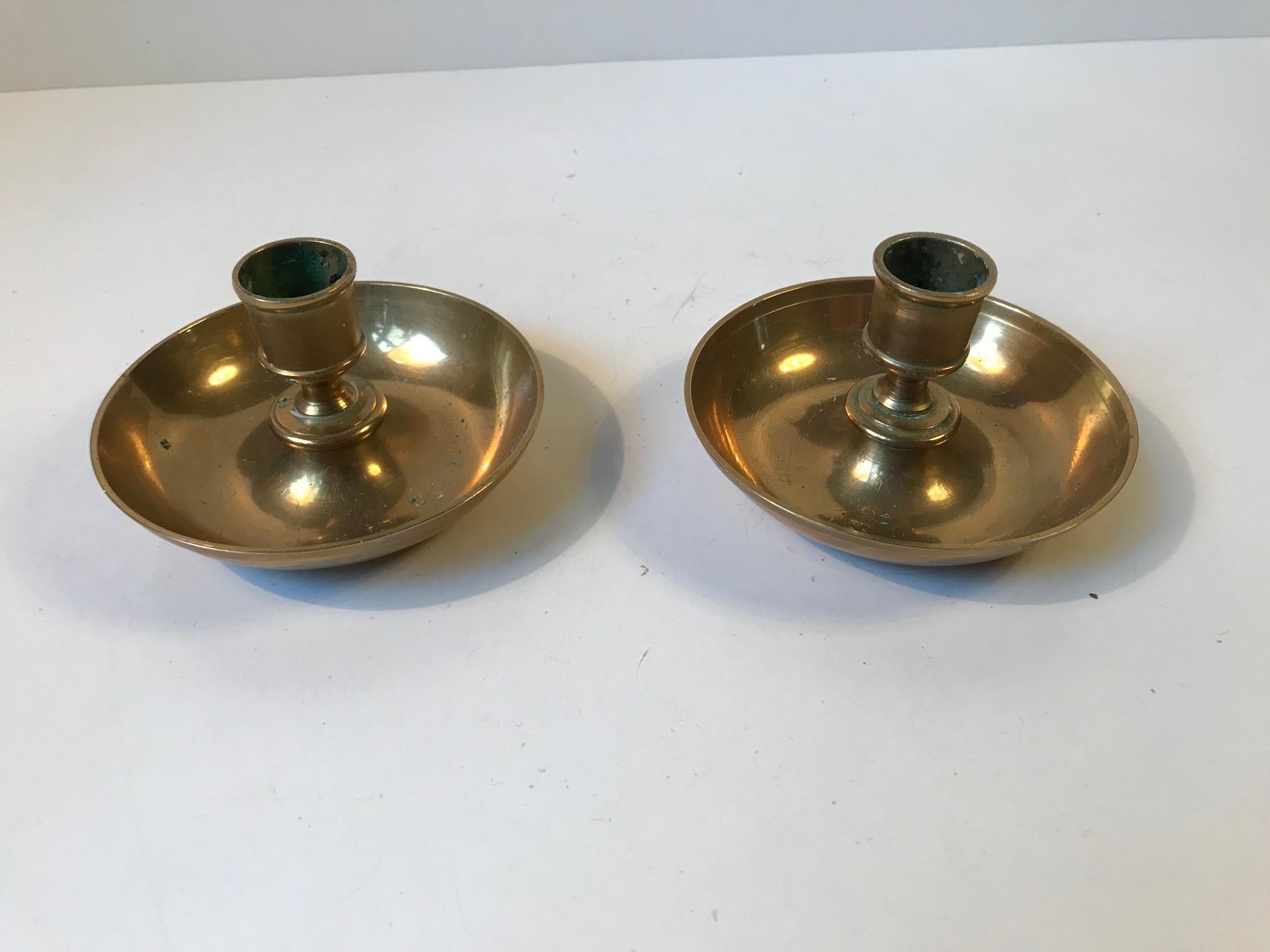 Antique Officer's Campaign, Travel Candlesticks in Brass, circa 1800 In Good Condition In Esbjerg, DK