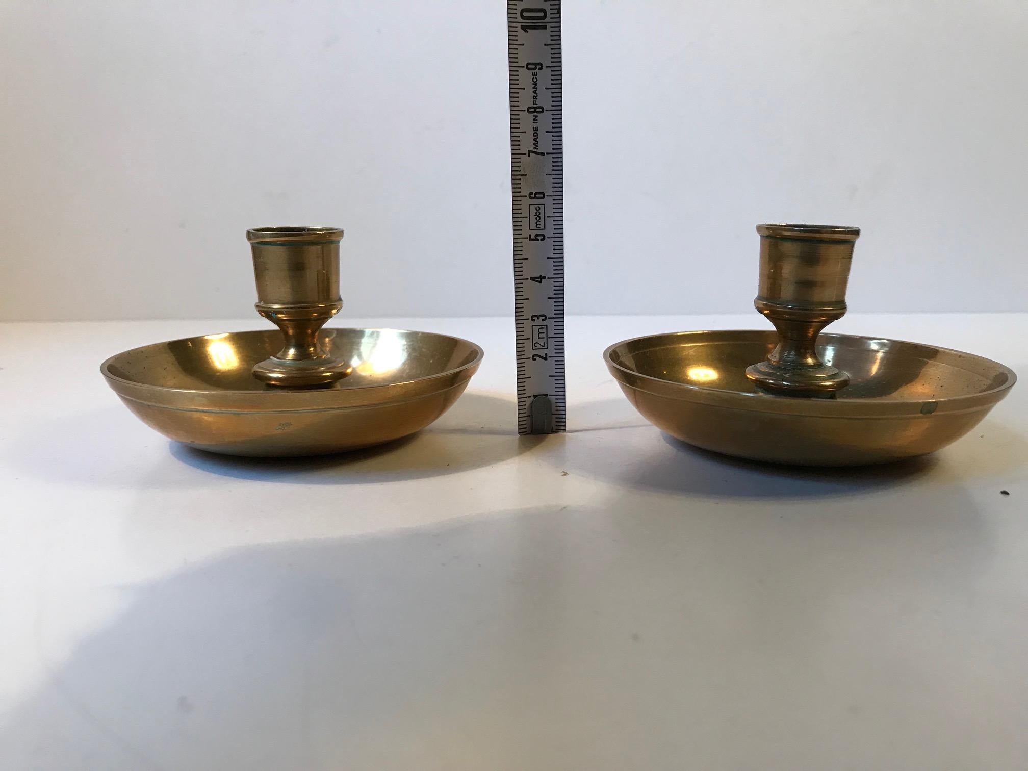 Early 19th Century Antique Officer's Campaign, Travel Candlesticks in Brass, circa 1800
