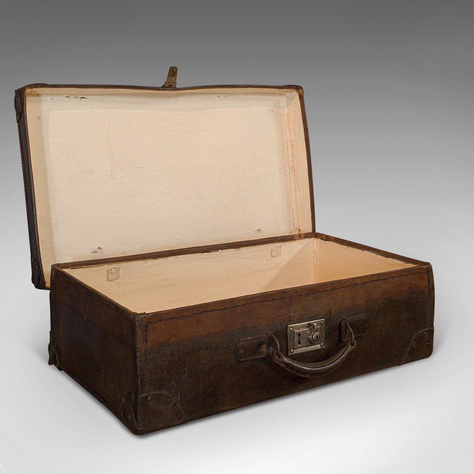 British Antique Officer's Case, English, Leather, Travel, Suitcase, Luggage, circa 1920