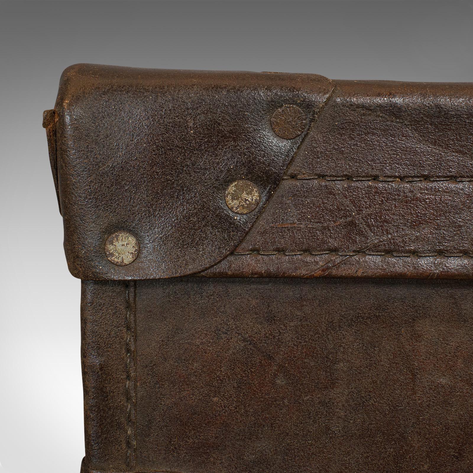 20th Century Antique Officer's Case, English, Leather, Travel, Suitcase, Luggage, circa 1920