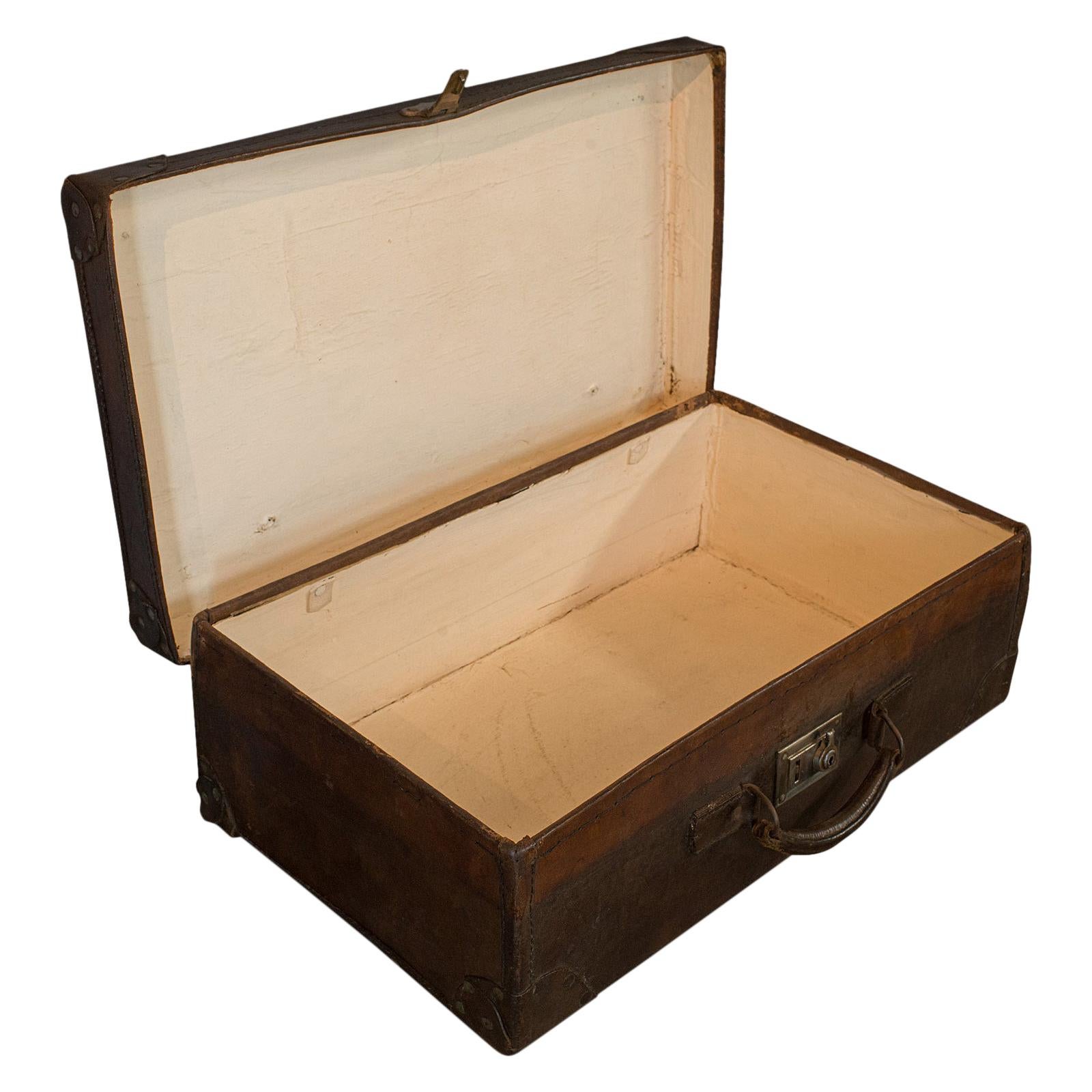 Antique Officer's Case, English, Leather, Travel, Suitcase, Luggage, circa 1920
