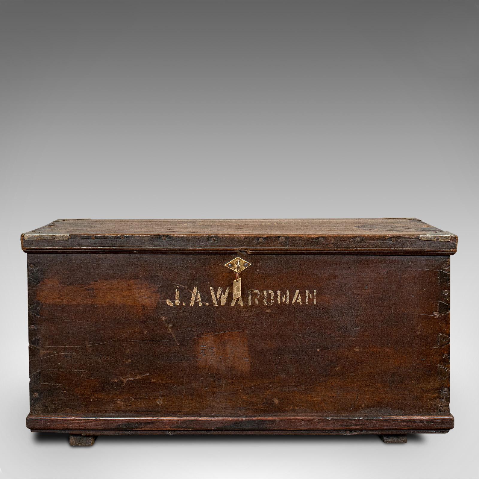 Late Victorian Antique Officer's Chest, English, Mahogany, Travelling Trunk, 19th Century