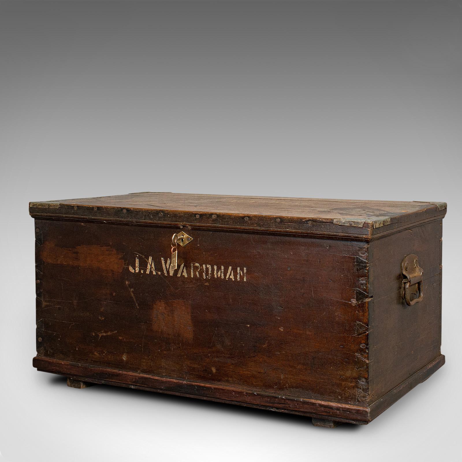 Antique Officer's Chest, English, Mahogany, Travelling Trunk, 19th Century In Good Condition In Hele, Devon, GB