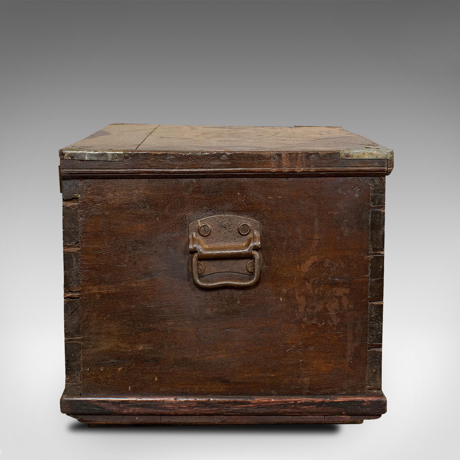 Antique Officer's Chest, English, Mahogany, Travelling Trunk, 19th Century 1