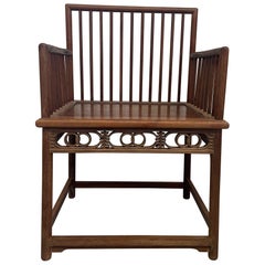 Antique Official’s Arm Chair Wooden Huanghuali Style Spindle Back.