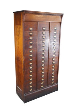 Antique Ohmers Sons 48 Drawer Oak Industrial Apothecary Amberg Filing Cabinet
