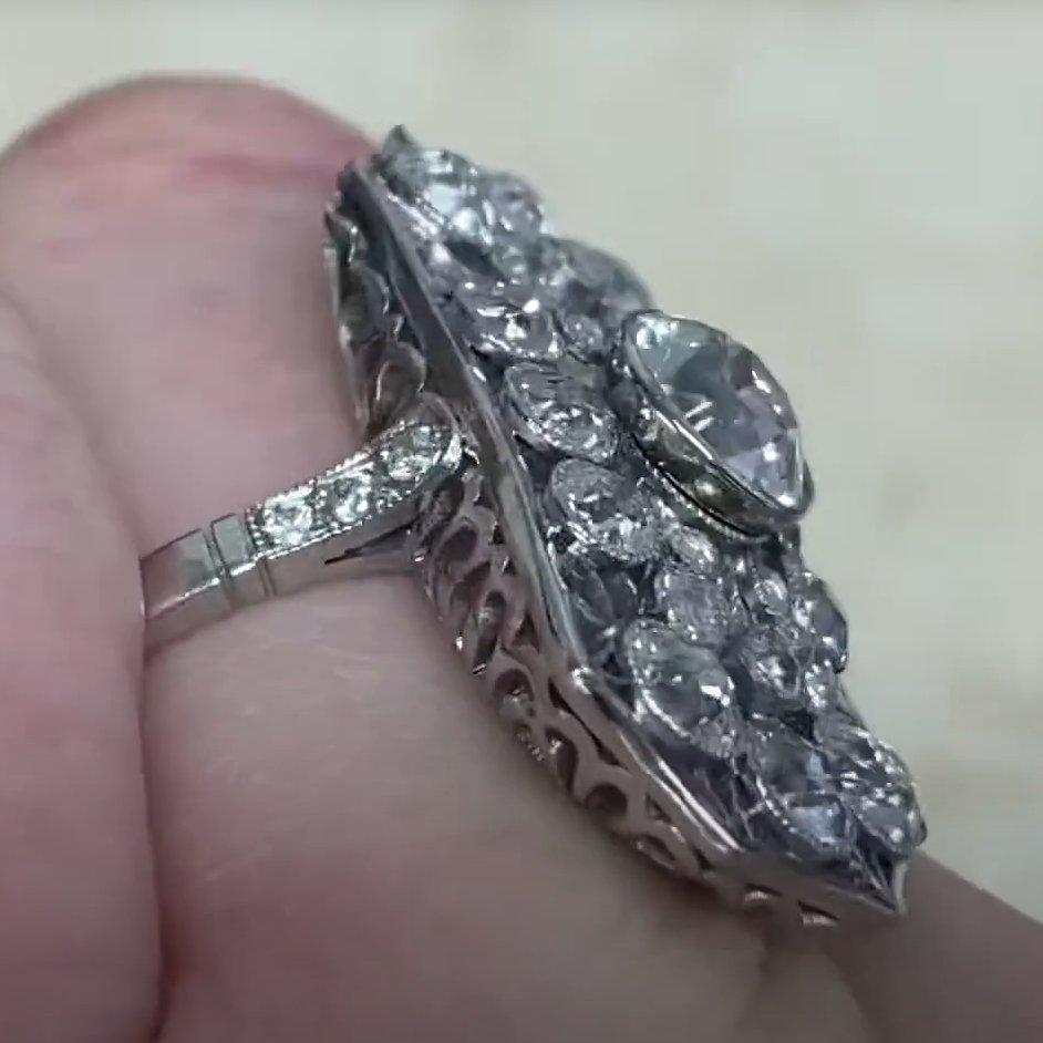 Taille vieille Europe Bague d'antiquités en platine avec diamant taille européenne certifié OId (environ 1 carat), vers 1910 en vente