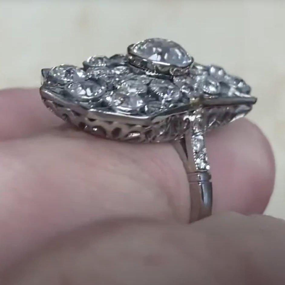 Bague d'antiquités en platine avec diamant taille européenne certifié OId (environ 1 carat), vers 1910 Excellent état - En vente à New York, NY