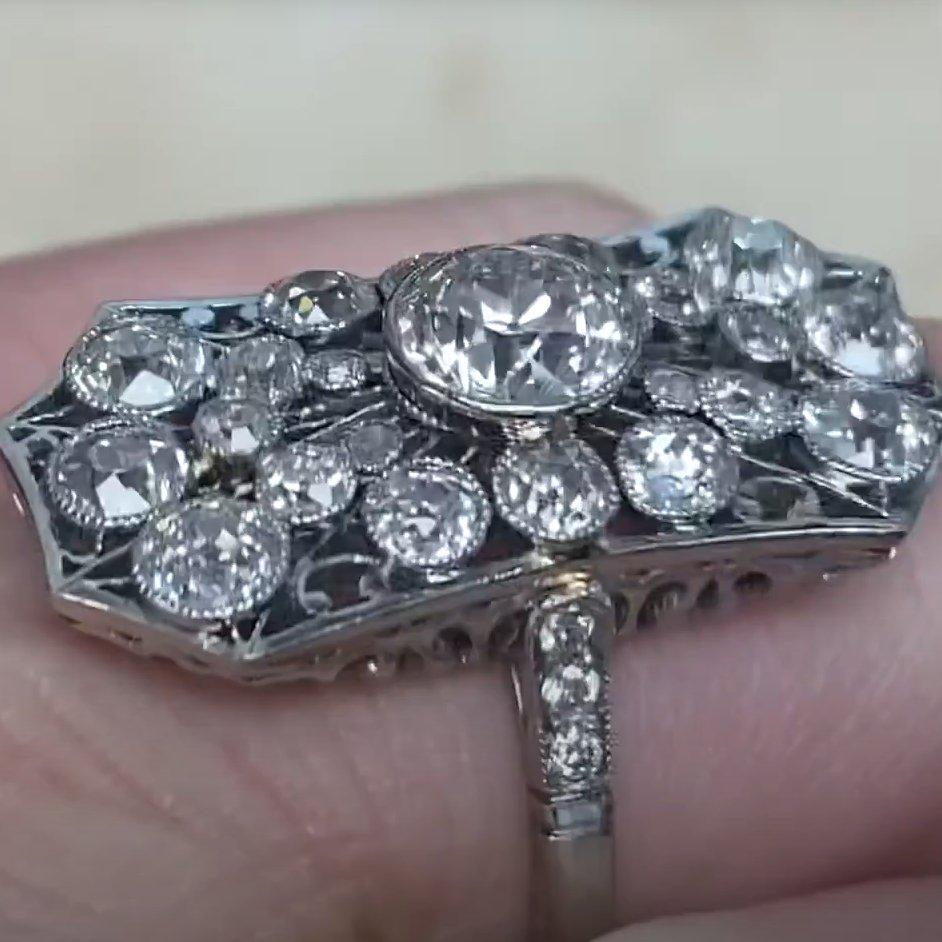 Bague d'antiquités en platine avec diamant taille européenne certifié OId (environ 1 carat), vers 1910 Pour femmes en vente