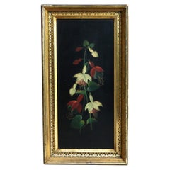 Antique Oil on Board Floral Still Life Painting, Framed, C1870