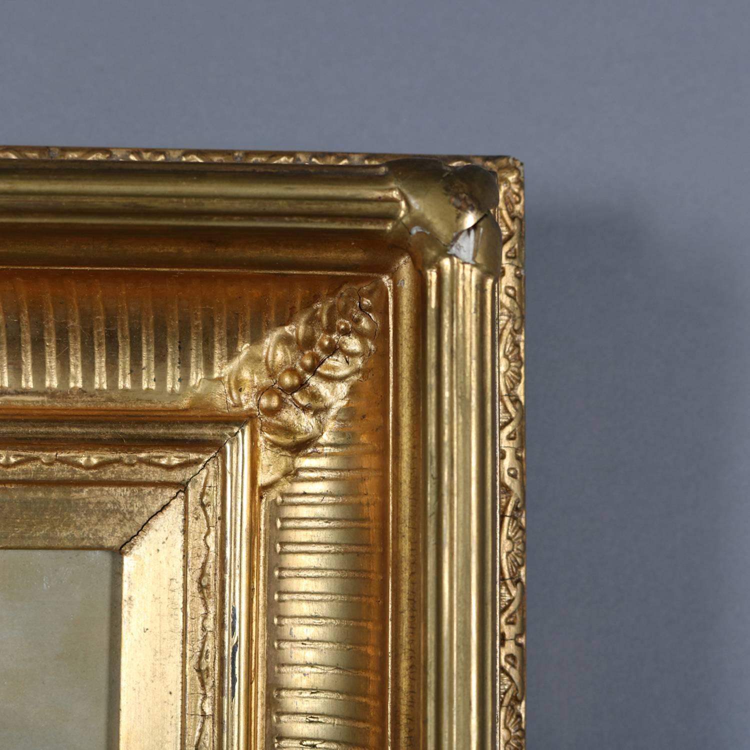 Antique Oil on Board Floral Still Life Signed Gilt Cove Molded Frame, circa 1830 5