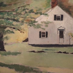 Antique Oil On Board Landscape Painting of a Vermont Farm C1930