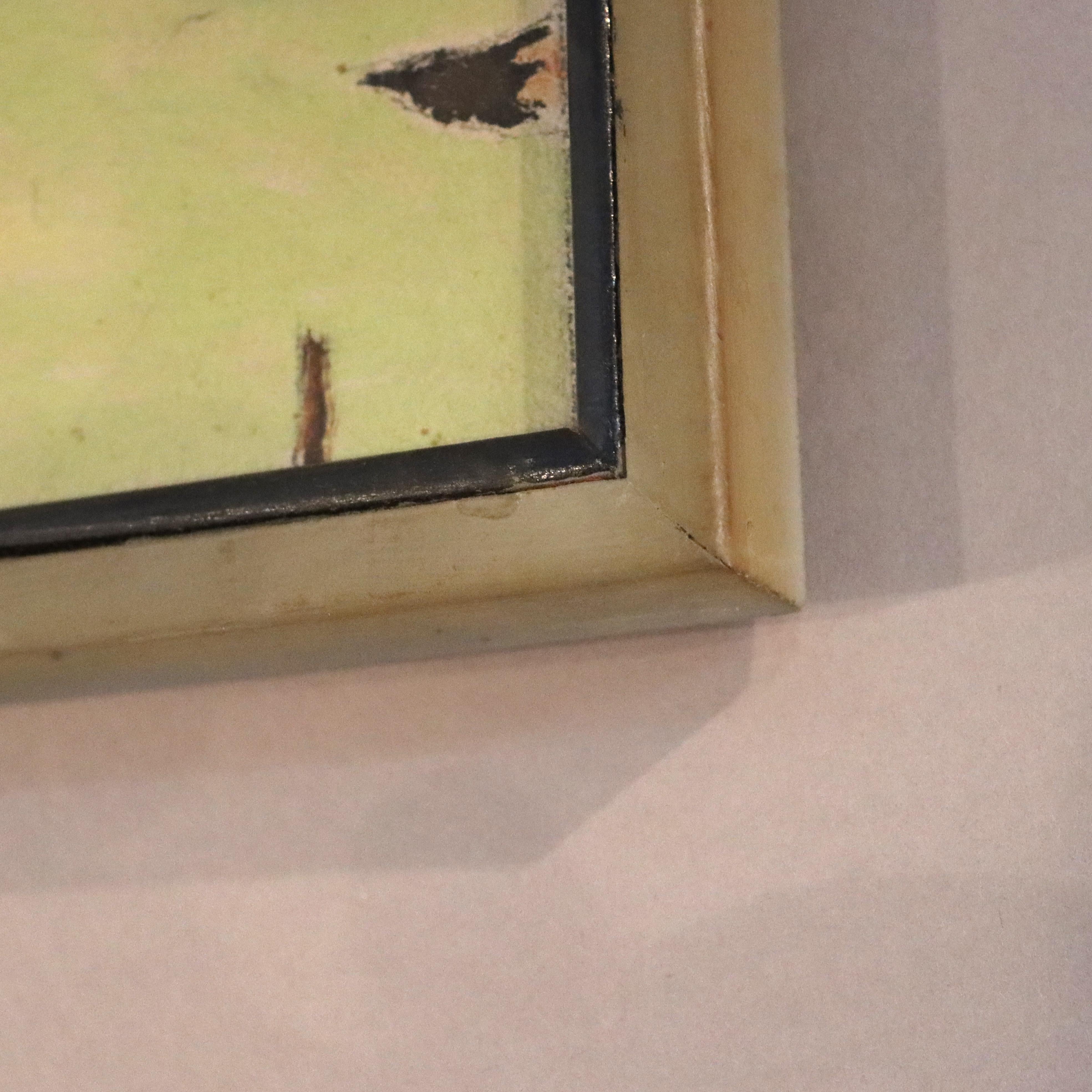 Antike Öl auf Karton Landschaft Gemälde eines Vermont Farm C1930 im Angebot 1