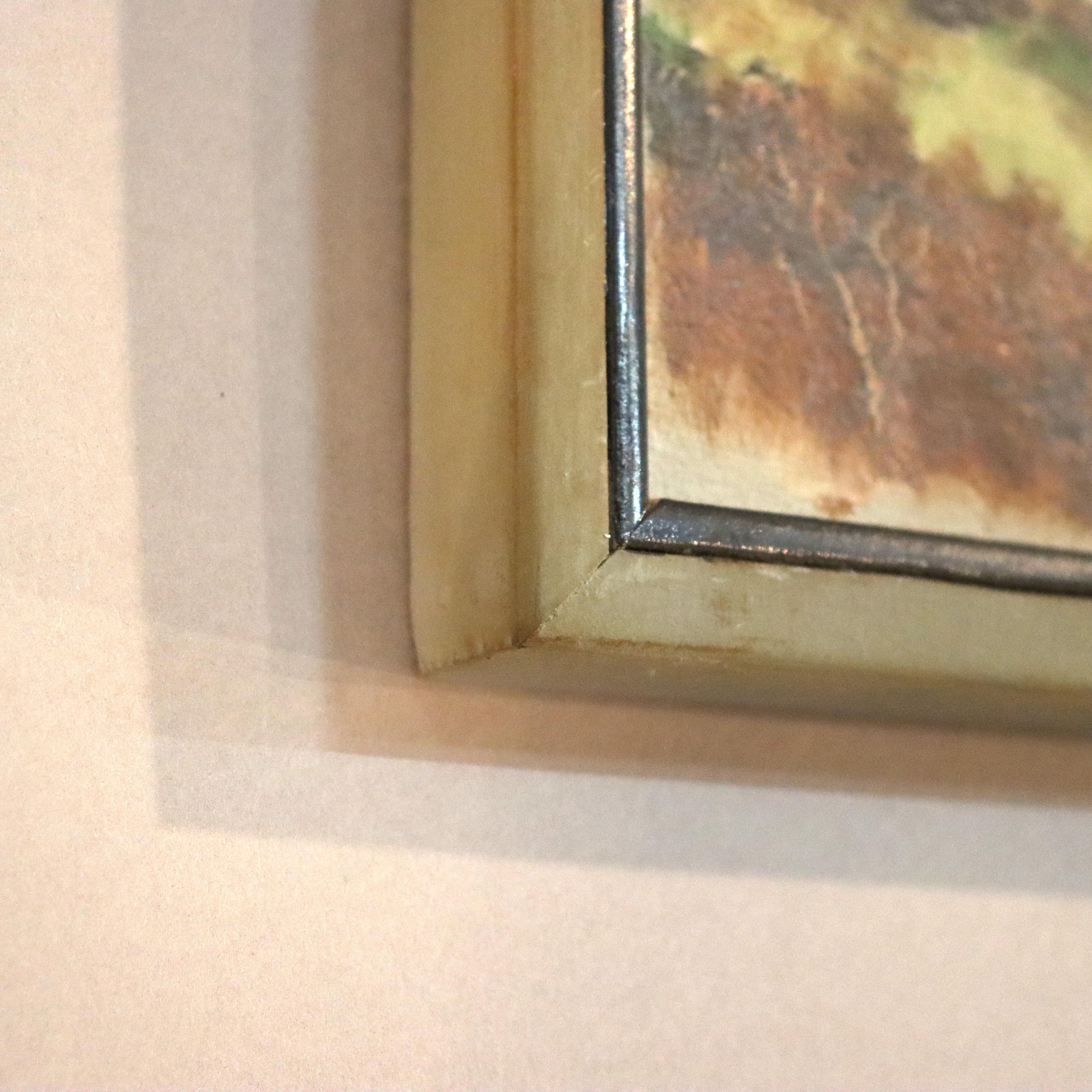 Antike Öl auf Karton Landschaft Gemälde eines Vermont Farm C1930 im Angebot 2