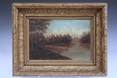 Antique Oil on Board Painting Gilt Framed American Landscape 19th C. 10" x 13"