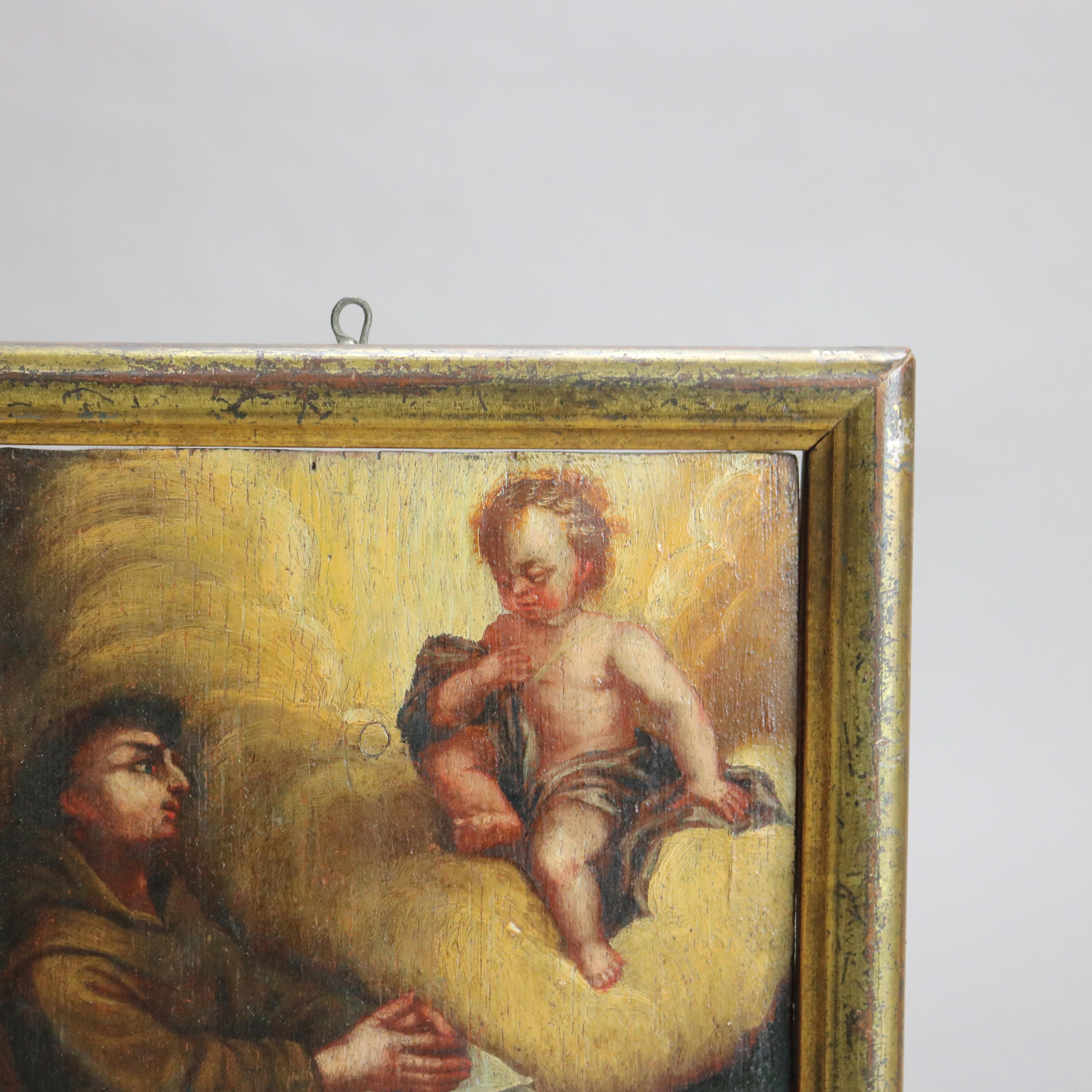Antique Oil on Board Painting of Padua, Framed, C1810 In Good Condition In Big Flats, NY