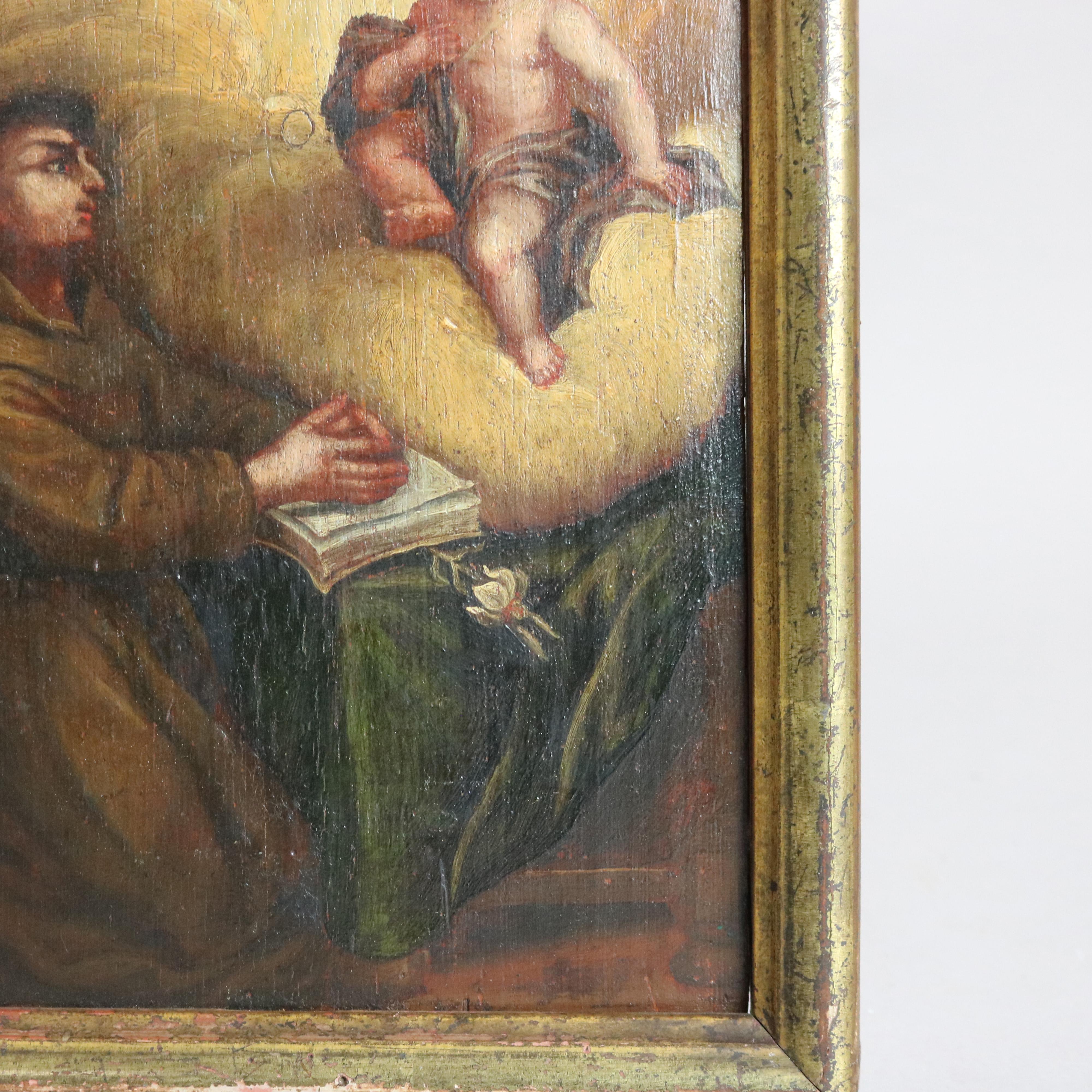 19th Century Antique Oil on Board Painting of Padua, Framed, C1810