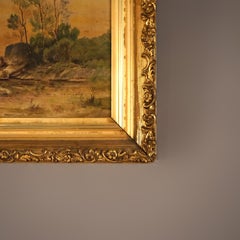 Antique Oil on Board Painting of Seascape with Boats C1900