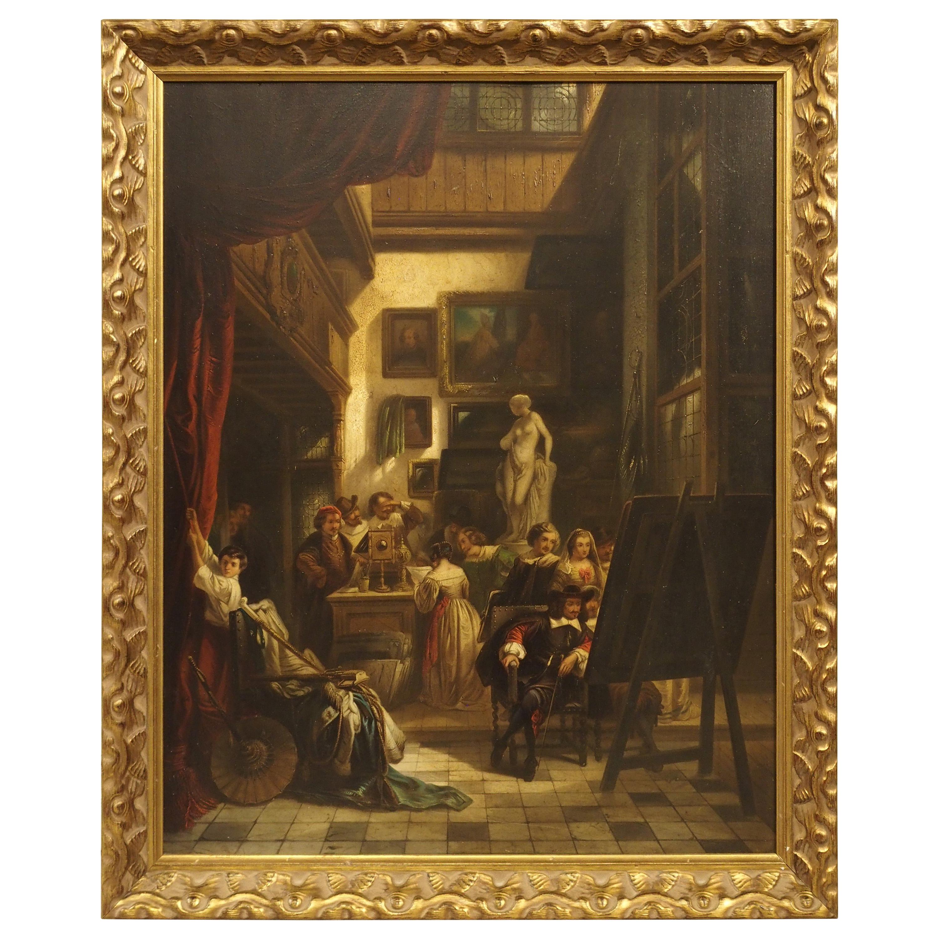 Antique Oil on Board Painting, “The Mayor of Amsterdam in Rembrandt’s Studio”