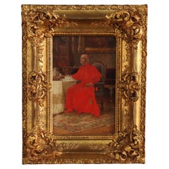 Antikes Öl auf Karton Porträtgemälde "Kardinal Richelieu" von Otto Farsky C1910