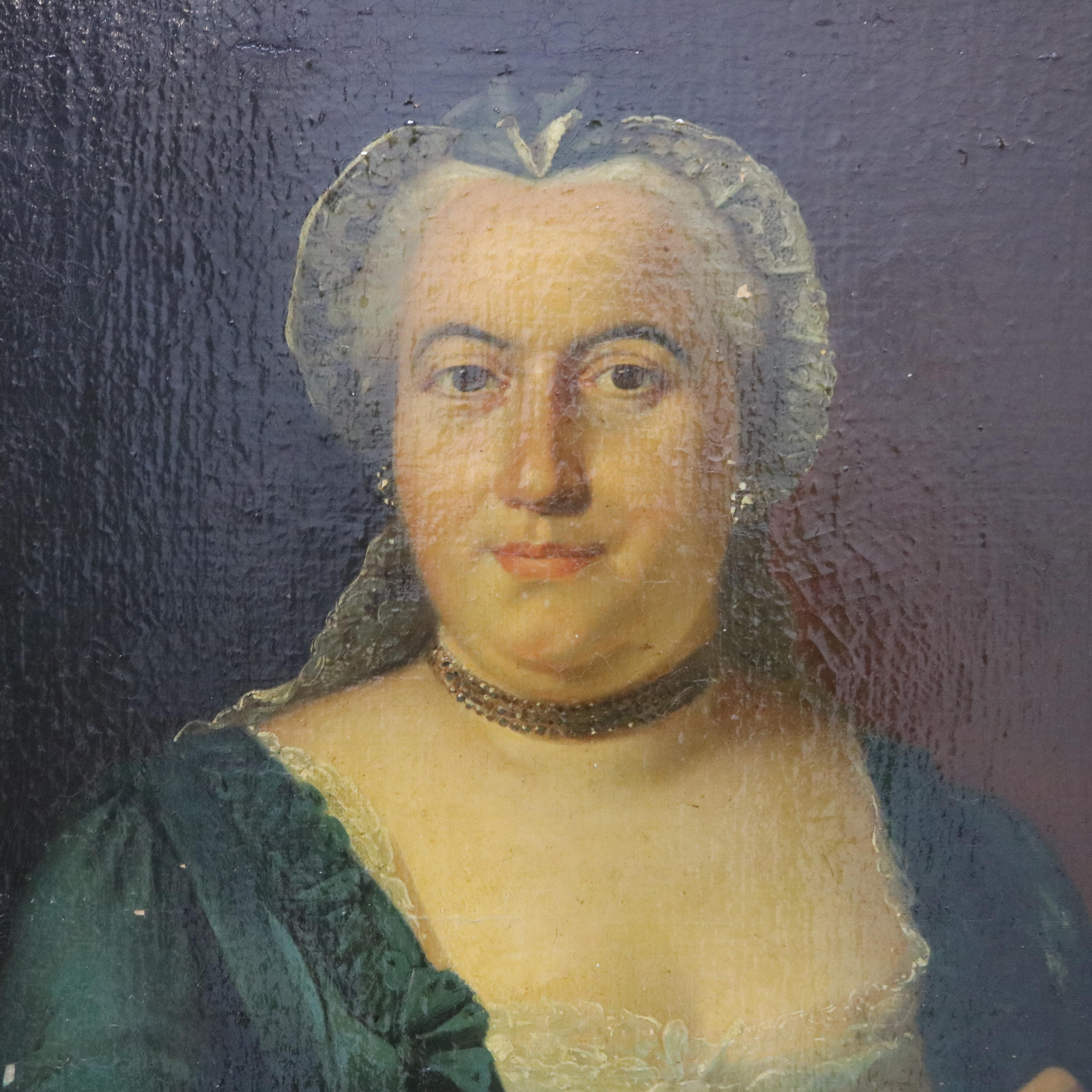 Antique Oil on Board Portrait Painting of a Noble Woman, Giltwood Framed, C1880

Measures- 37.25