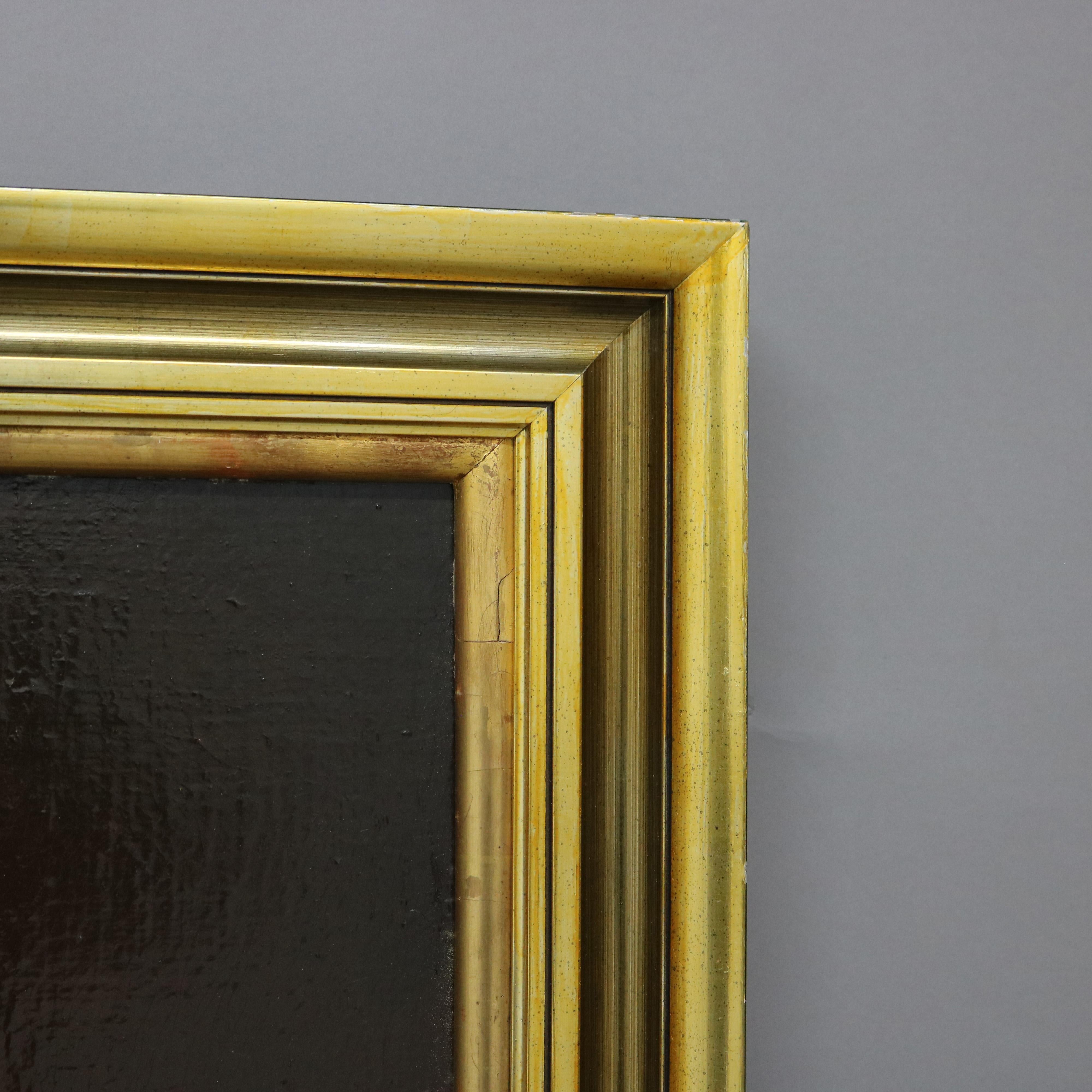 Antique Oil on Board Portrait Painting of a Noble Woman, Giltwood Framed, C1880 For Sale 2