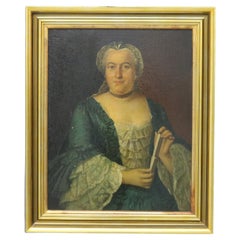 Antique Oil on Board Portrait Painting of a Noble Woman, Giltwood Framed, C1880
