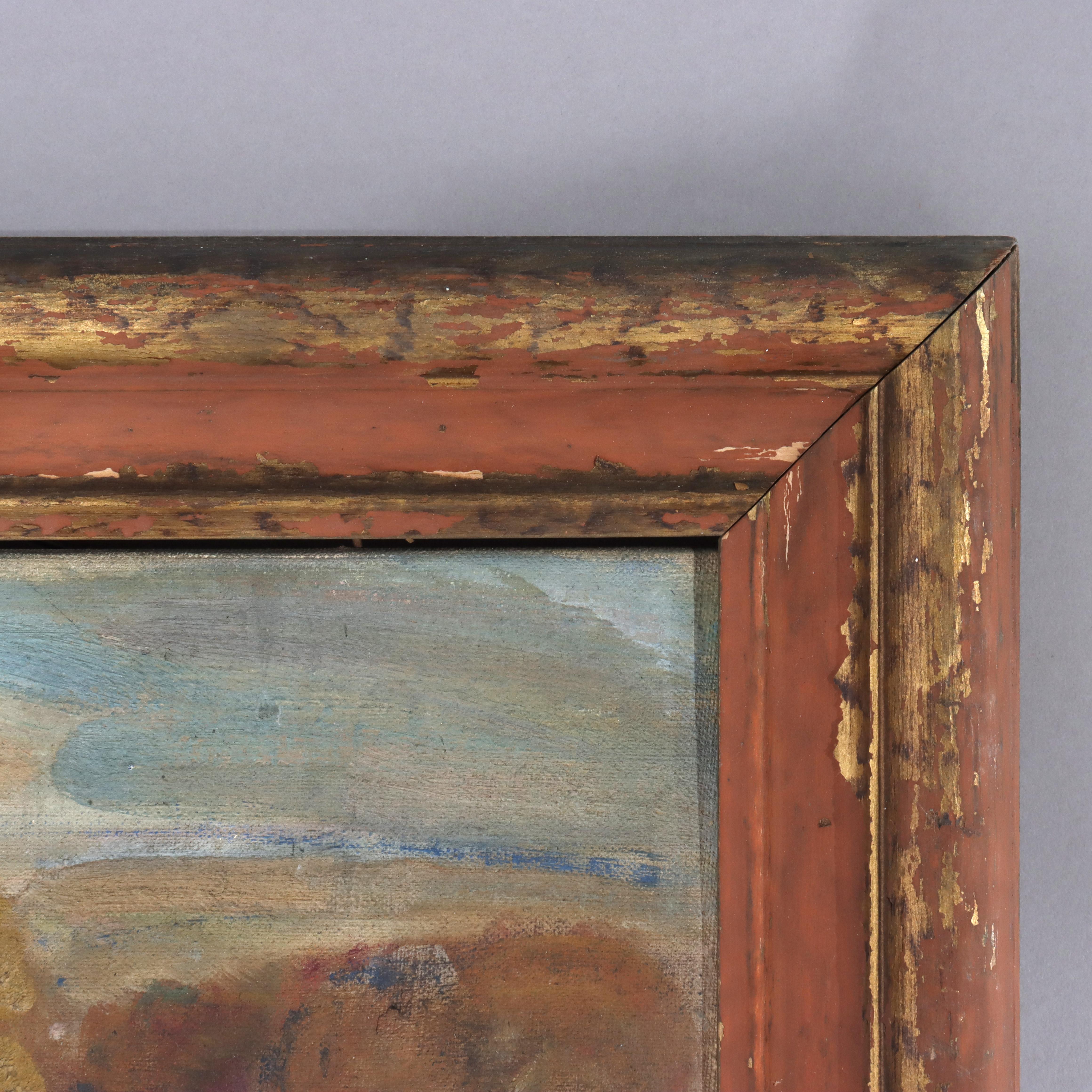 Antique Oil On Board Scenic NY Finger Lakes Fall Landscape By FA Barney 20thC For Sale 3