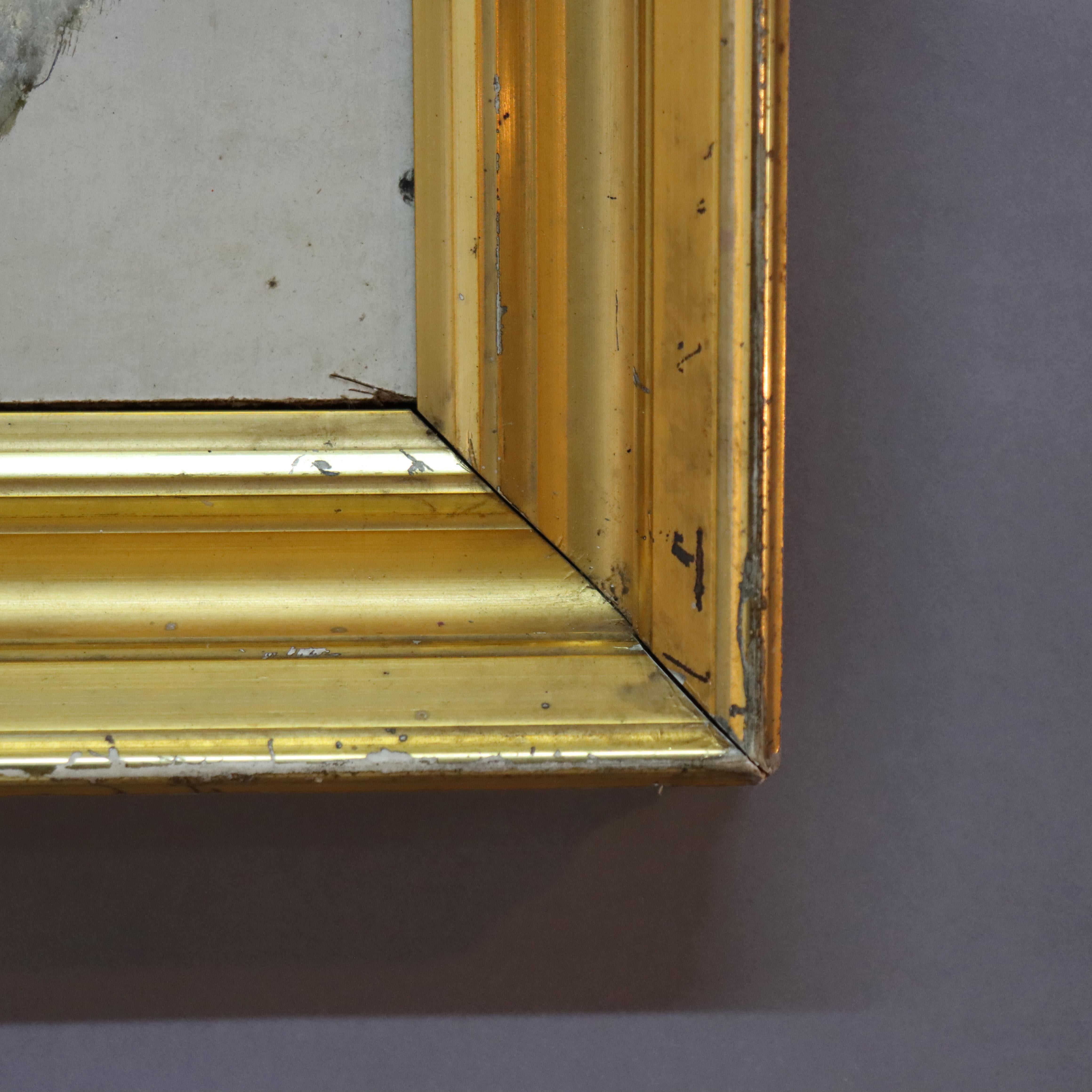 Antique Oil On Board Winter Landscape In First Finish Frame c1870 im Angebot 3