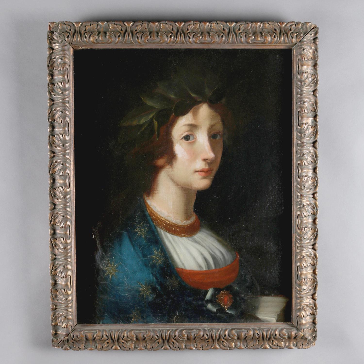 Antique Oil on Canvas European Portrait Painting of Baroness, Early 19th Century In Good Condition In Big Flats, NY