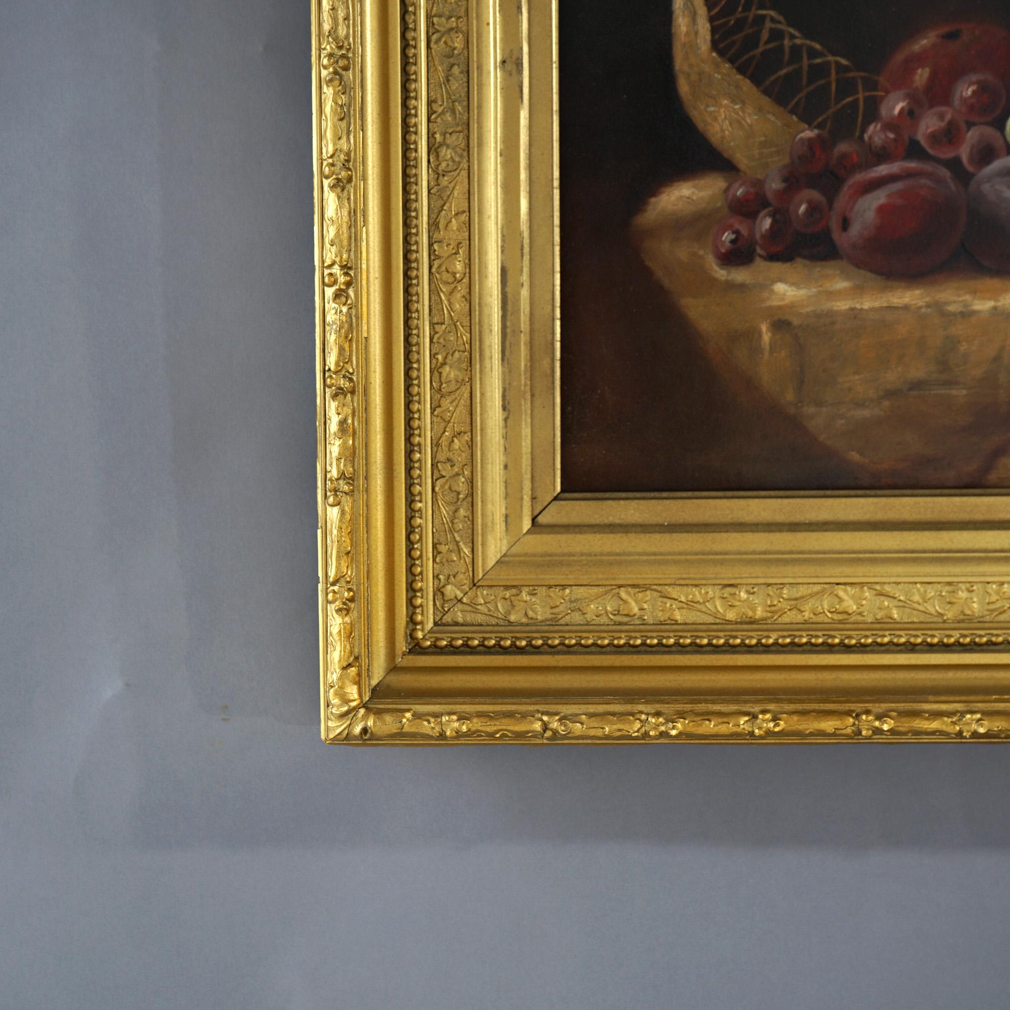 19th Century Antique Oil On Canvas Fruit Still Life Signed by H.S. Blackburne C1880 For Sale