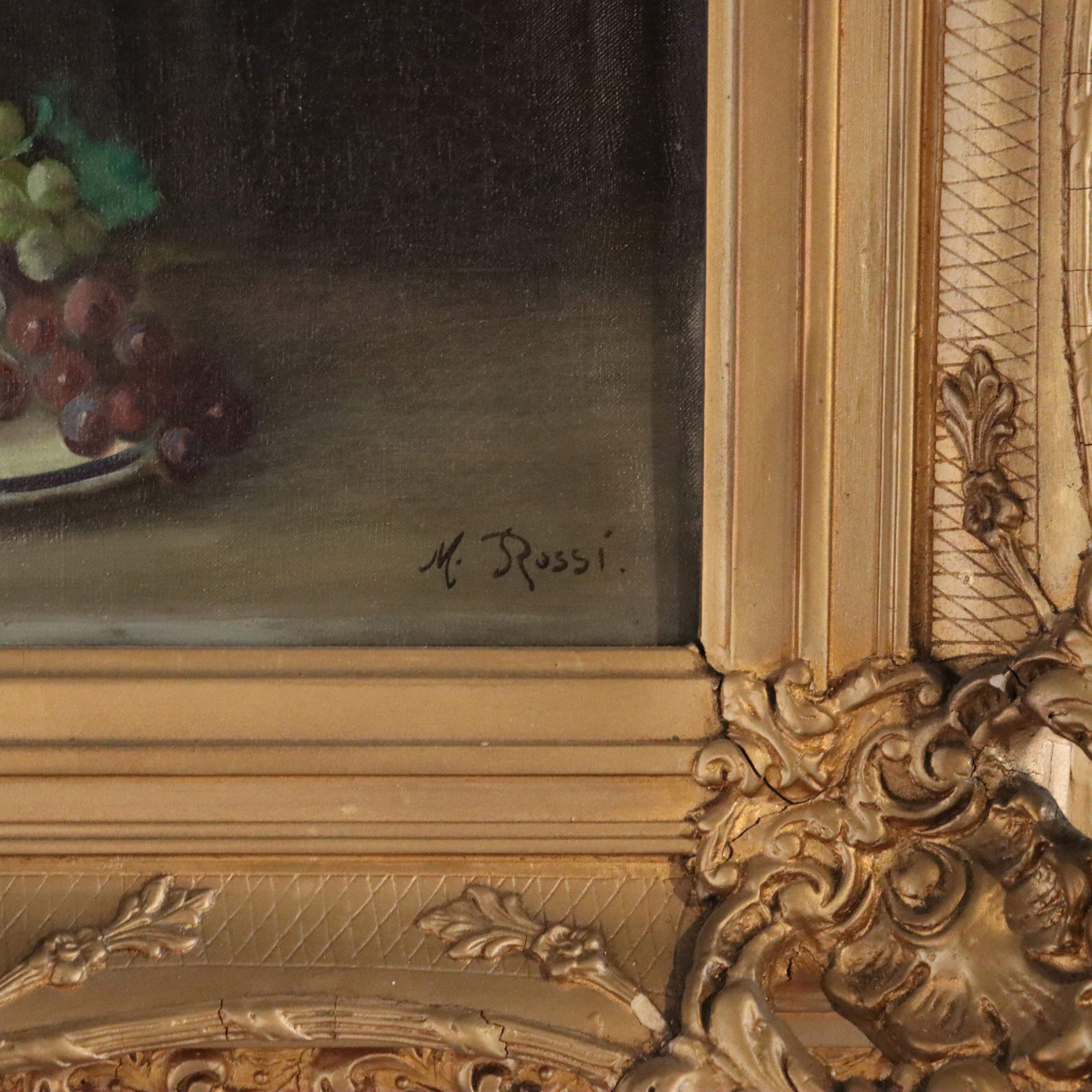 Antikes Öl auf Leinwand Genrebild eines Jungen, der Wein serviert M. Rossi C1890 im Angebot 1